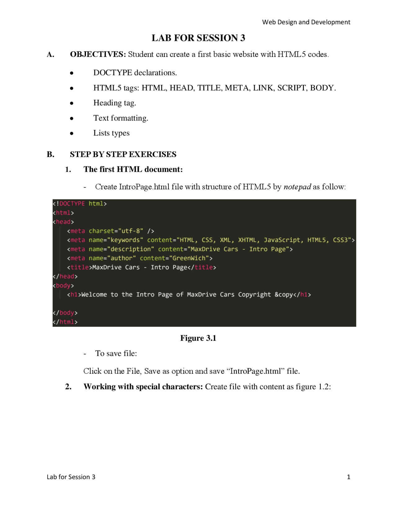 Lab 3 of Web Design - Docsity