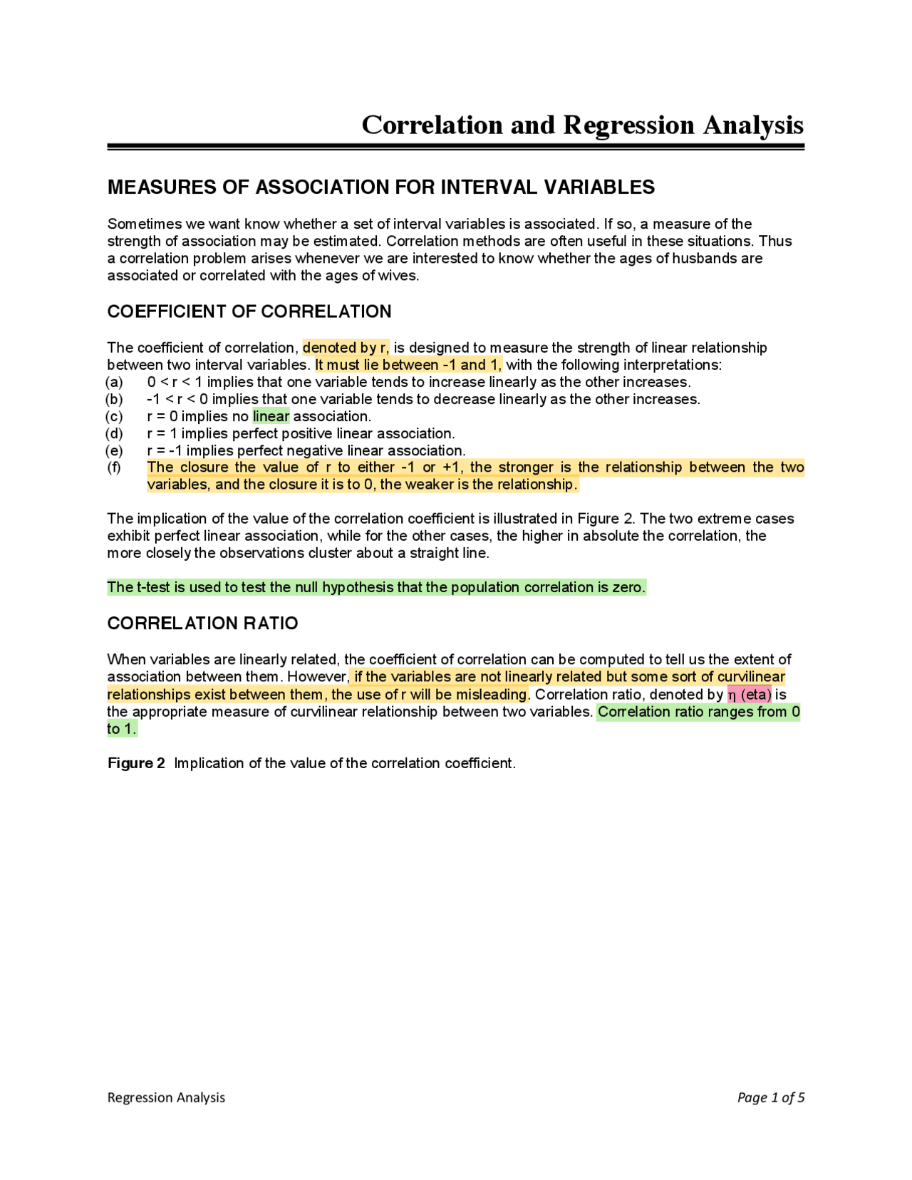 Correlation and Regression Analysis | Lecture notes Statistics - Docsity