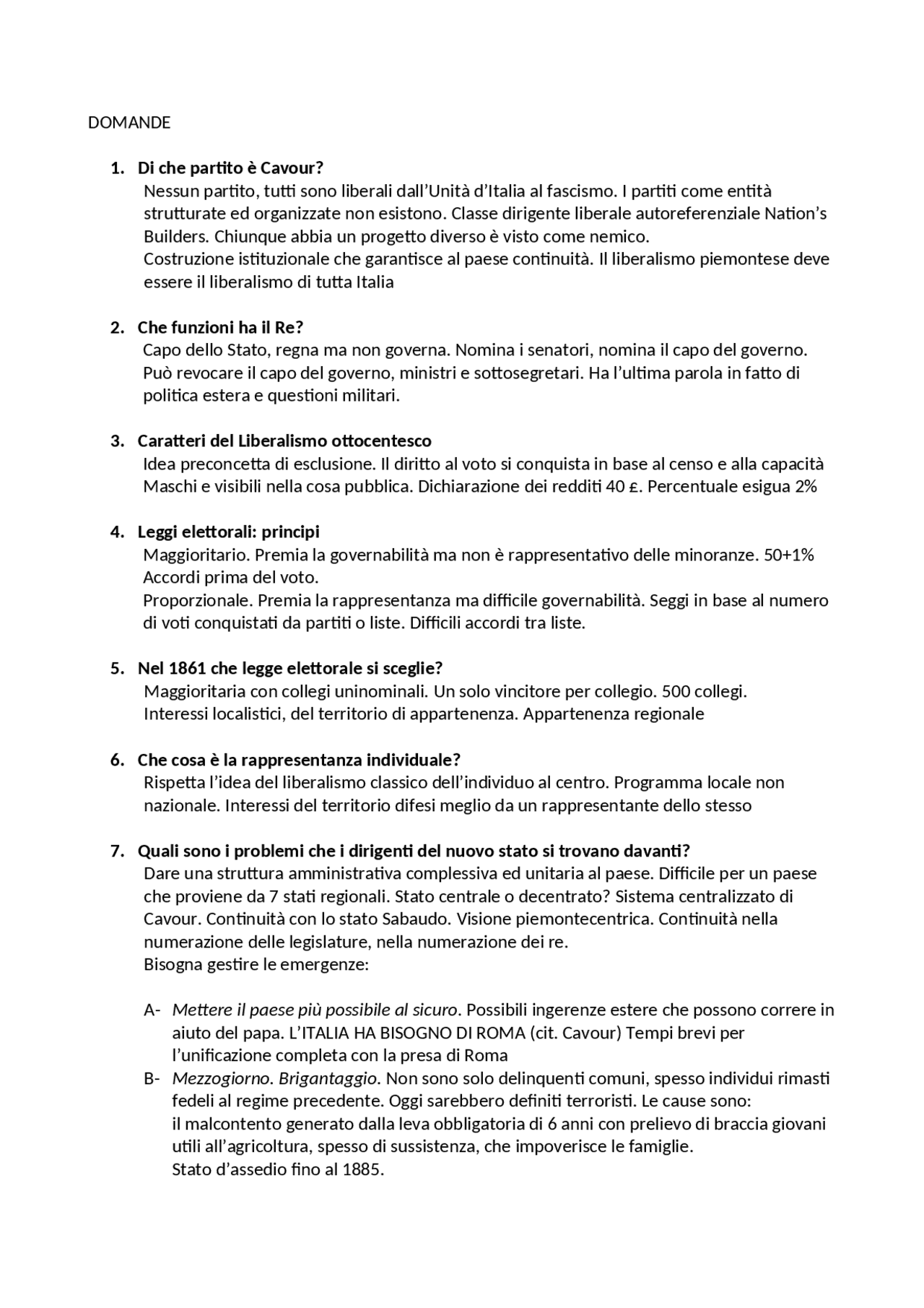Domande e risposte d'esame - Docsity
