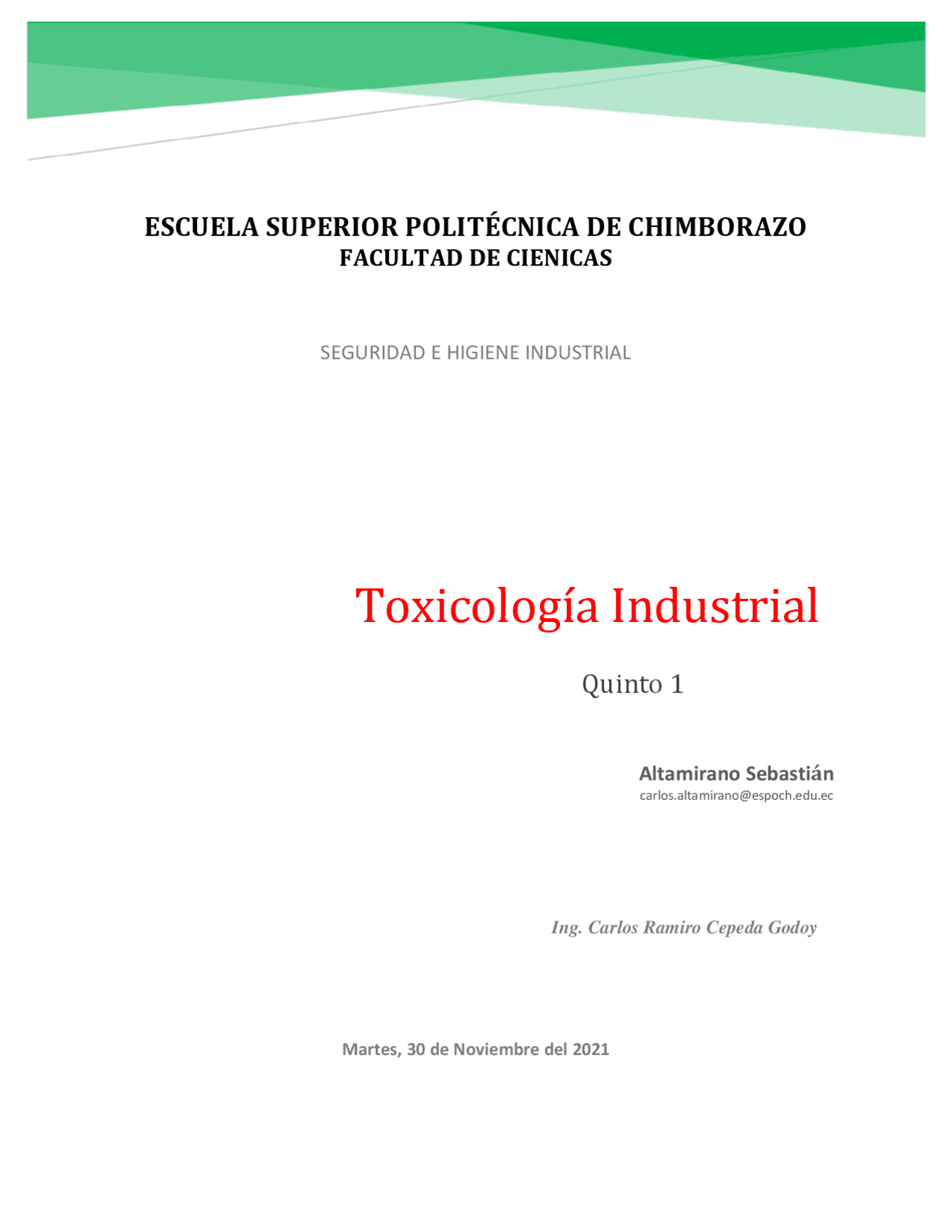 Toxicologia industrial - Docsity