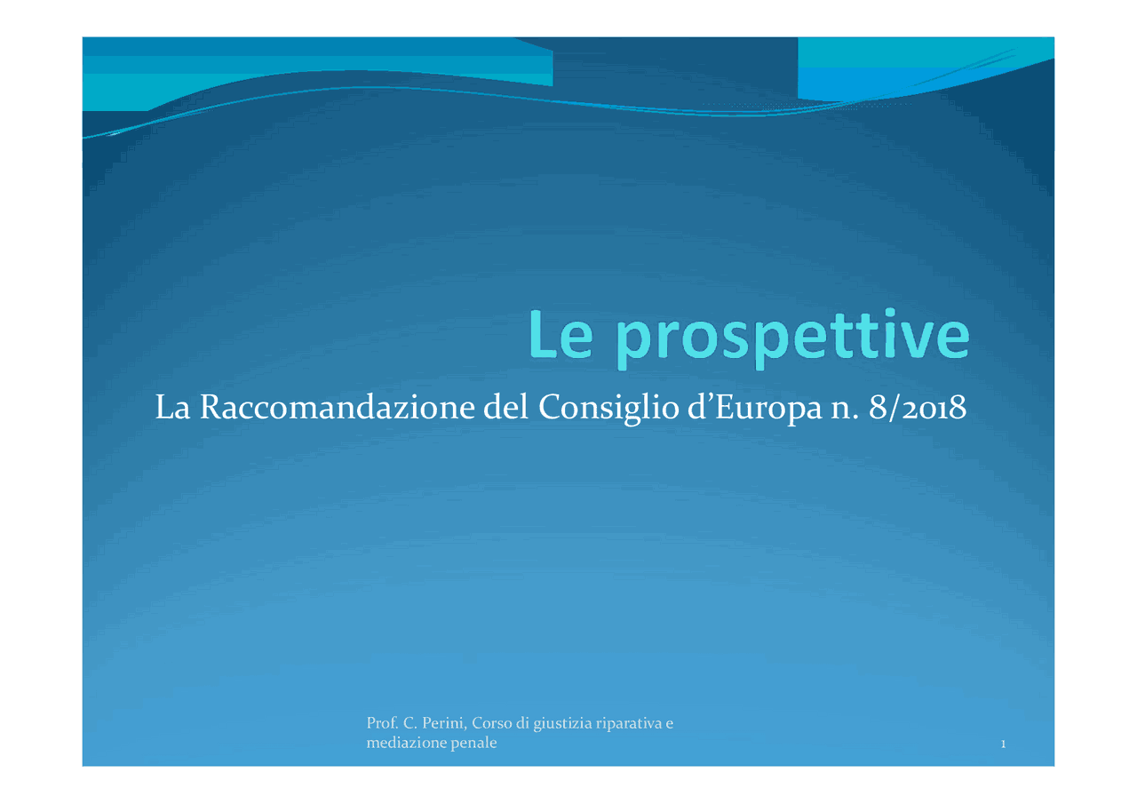 Raccomandazione 8 del 2018 consiglio di europa - Docsity