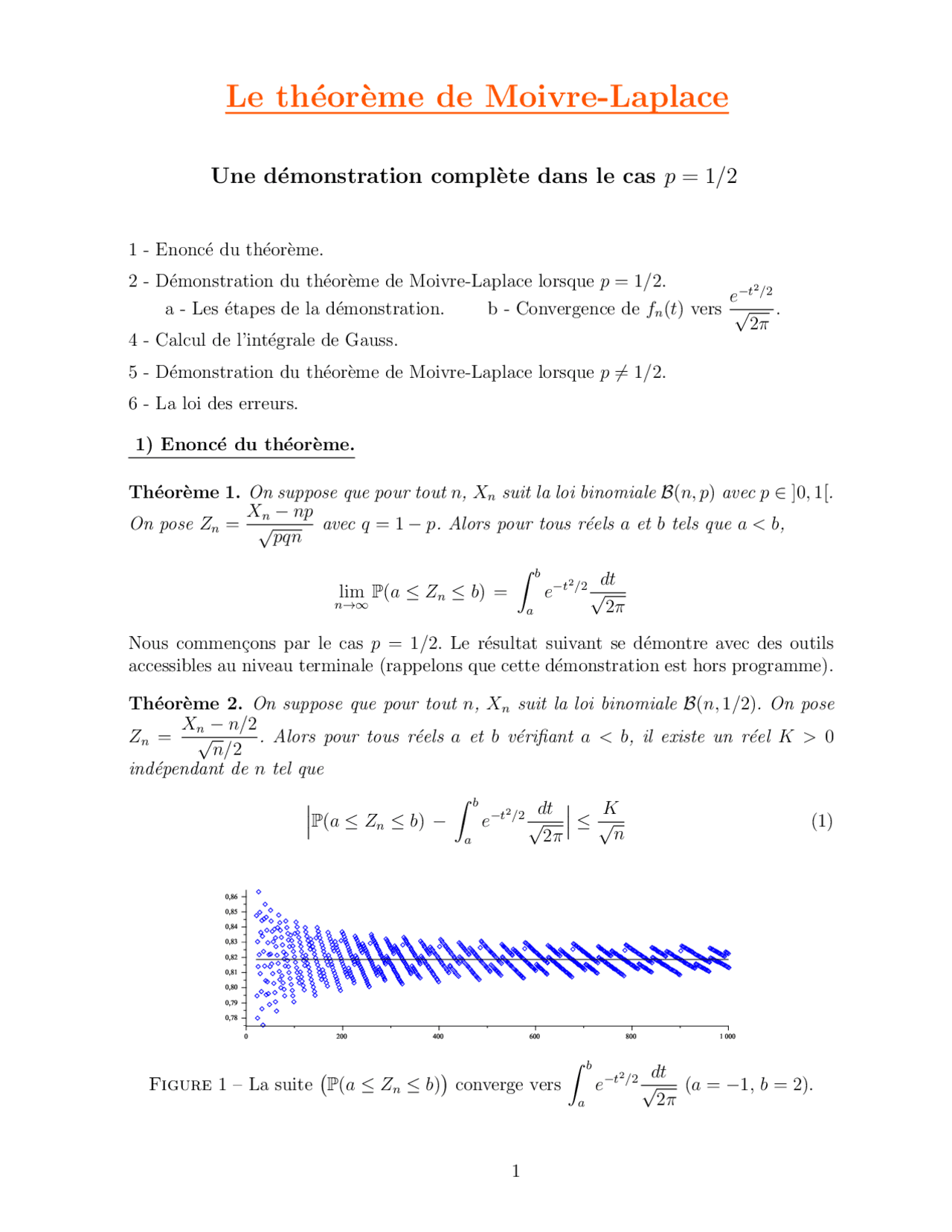 Le théorème de MoivreLaplace avec démonstration Résumés Mathématiques Docsity