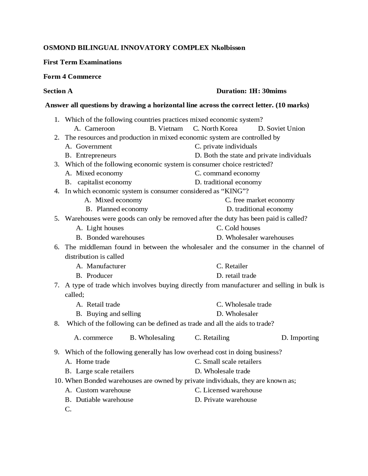 Random Economics Class Question Economics Questions | Summaries Economics | Docsity