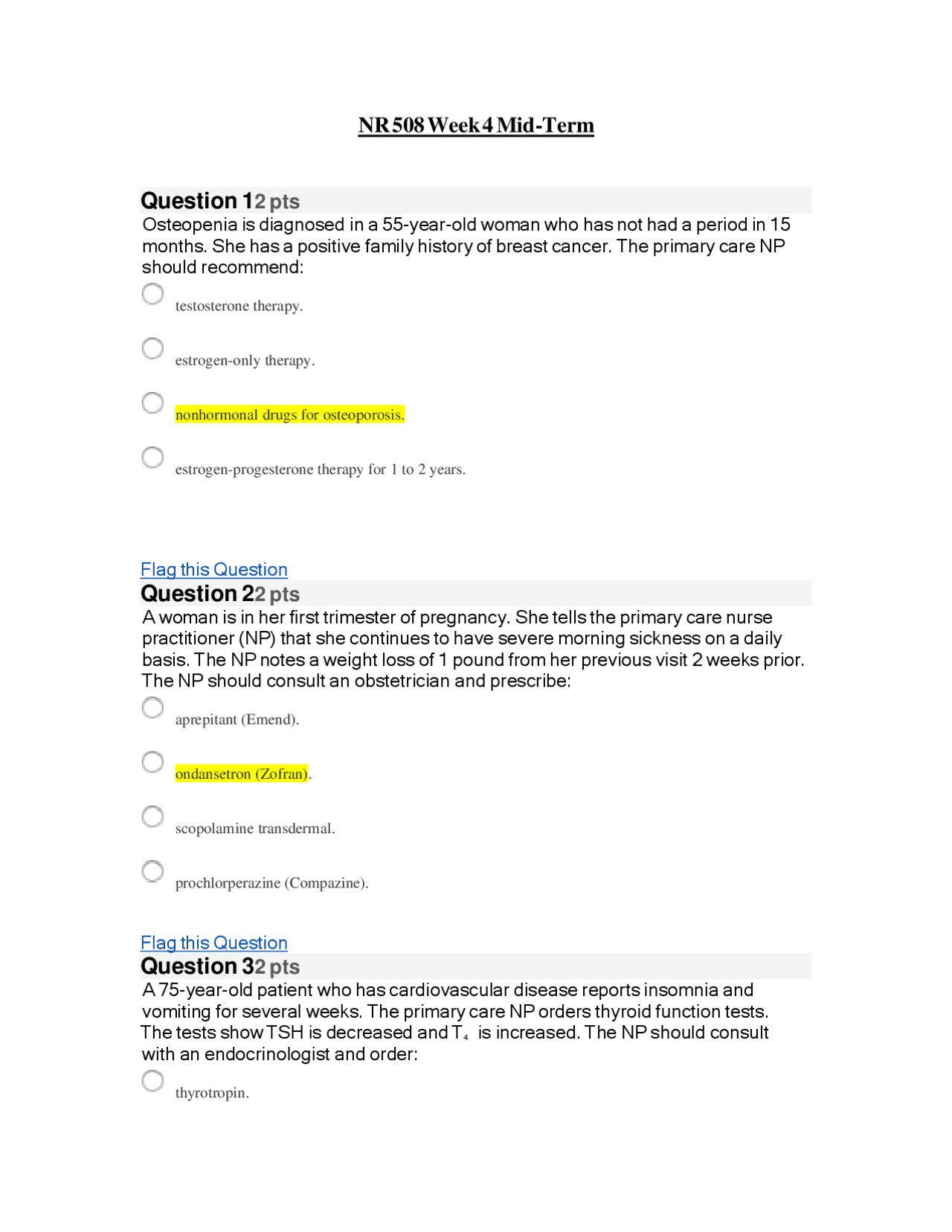 NR508 / NR 508 Week 4 Midterm Exam Study Guide (Latest 2022/2023 ...
