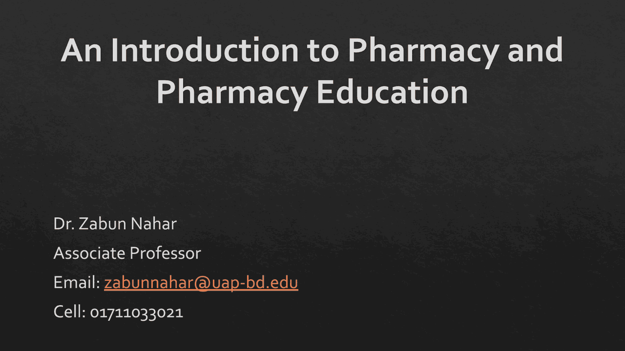 Introduction to Pharmacy - Docsity
