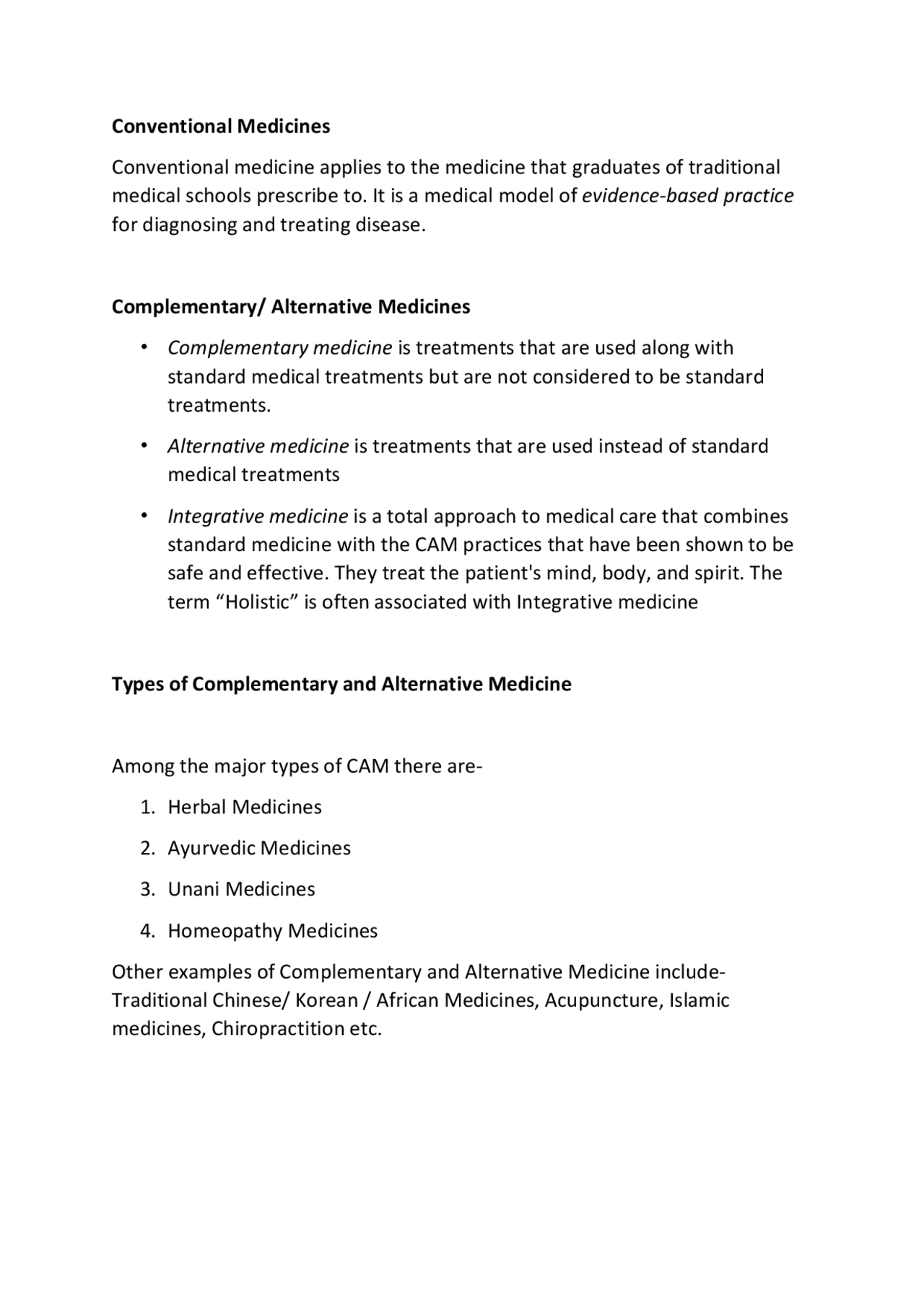 Complementary or Alternative Medicine | Lecture notes Pharmacy | Docsity