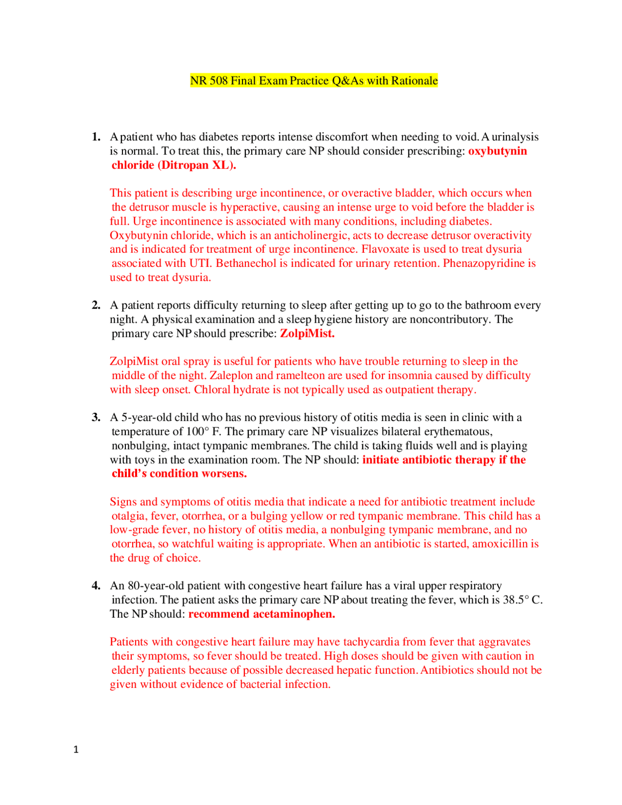 NR 508 / NR508 Final Exam Practice Q&As with Rationale(Latest 2022 / ...