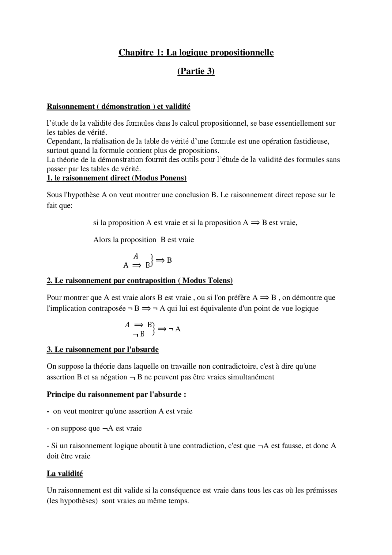 Logique Propositionnelle: Raisonnement et Validité | Study Guides ...