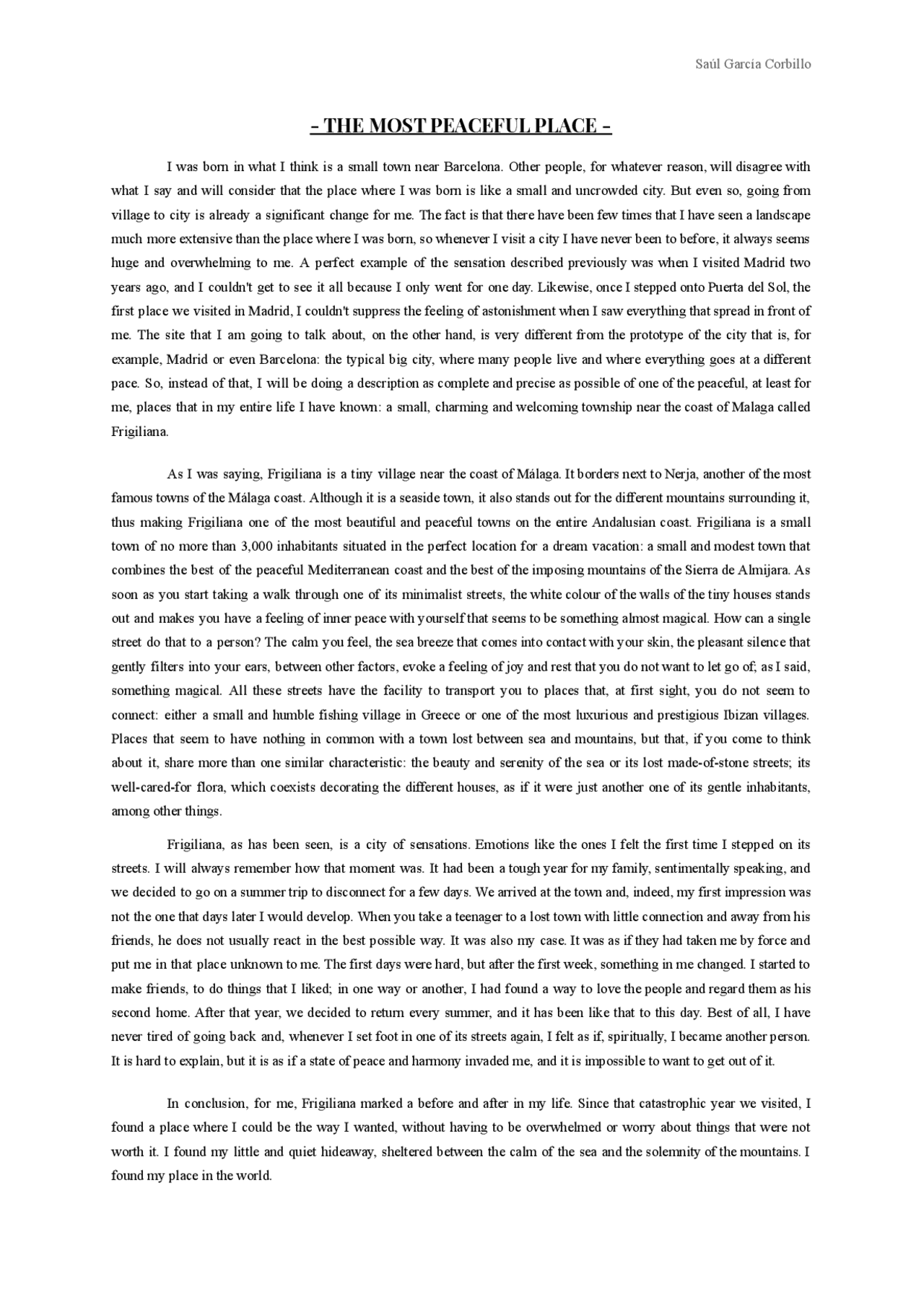 Descriptive essay: my favourite place - Docsity