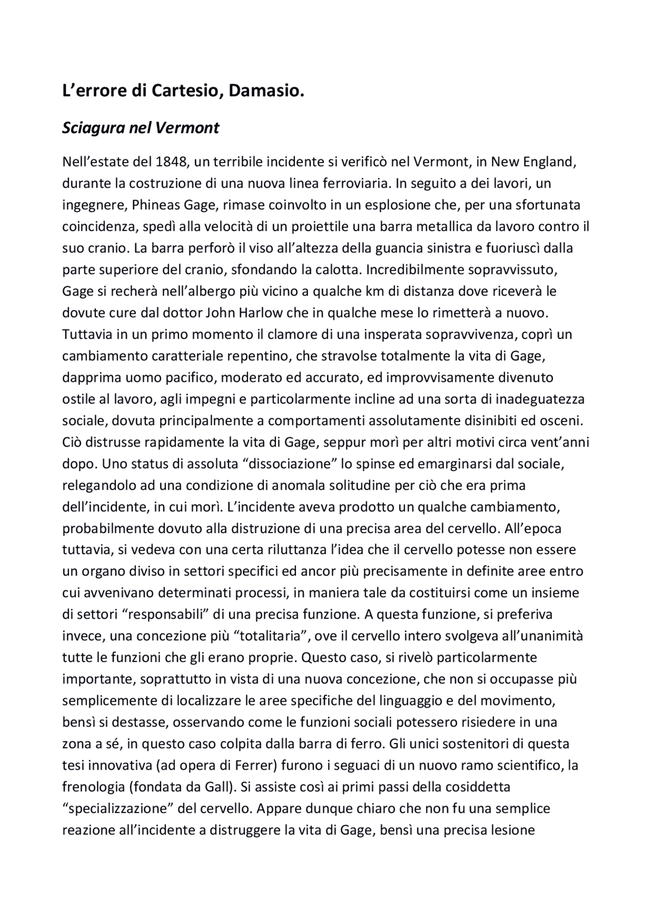 antonio damasio l'errore di cartesio