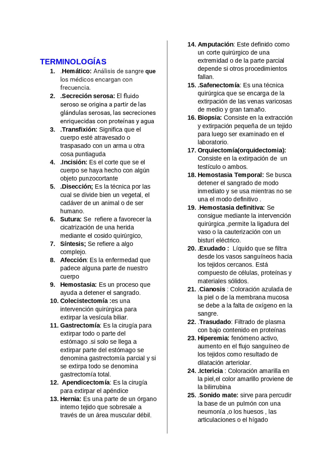 1000 terminologias medicas | Ejercicios de Enfermería | Docsity