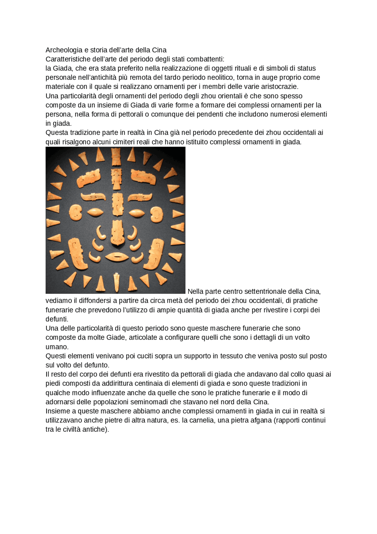 Caratteristiche dell’arte periodo degli stati combattenti e tomba del