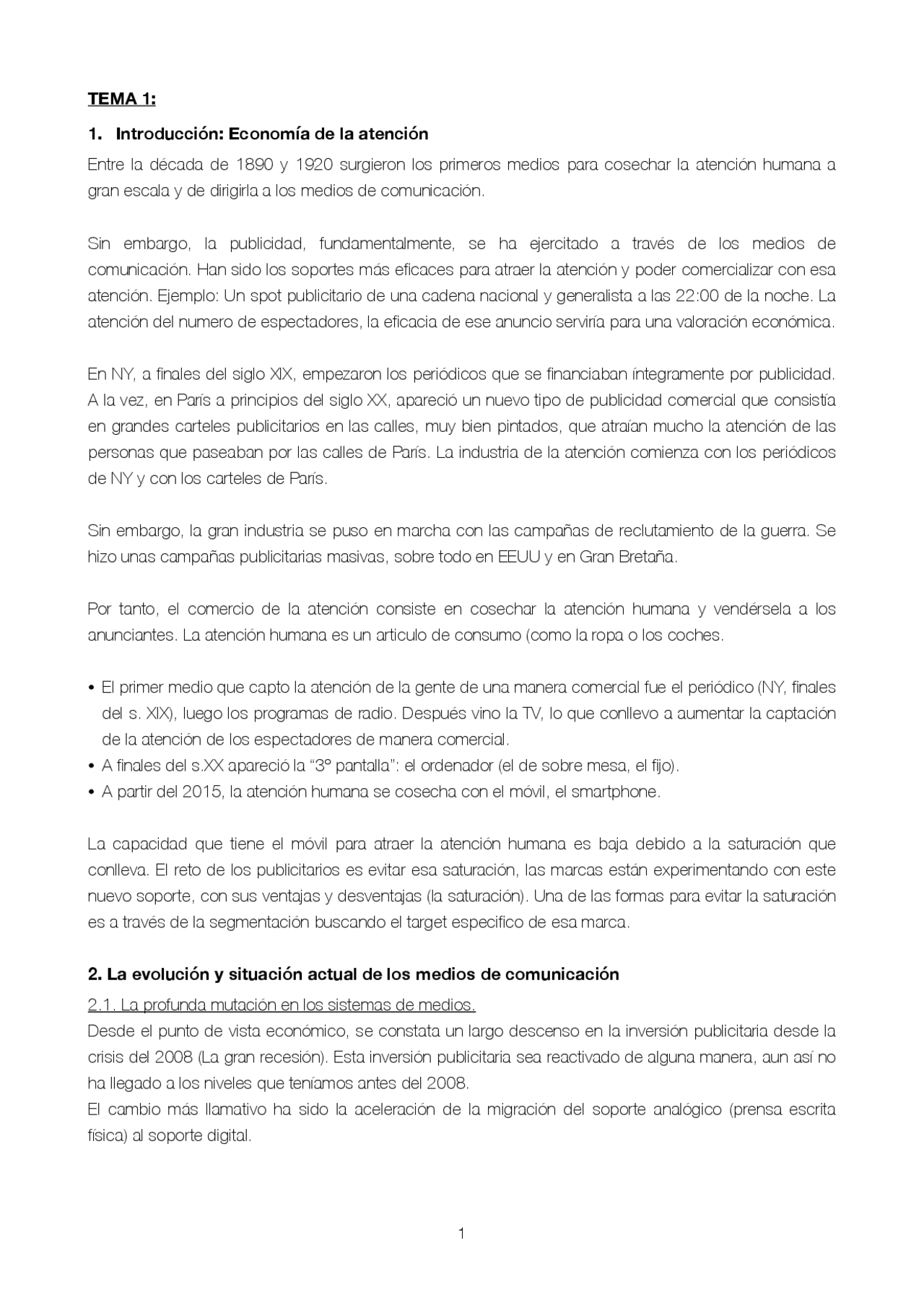 Humana Todo A 1 Euro 2021 Tema 1 Estructura del sistema de medios - Docsity