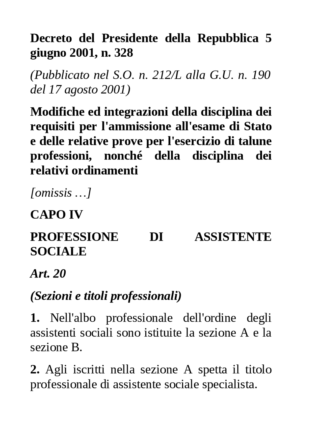 Declaratoria attività AS DPR 328/2001 Docsity