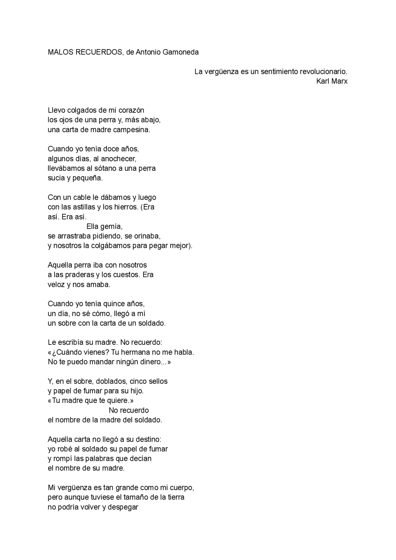 Poesía Antonio Gamoneda Docsity