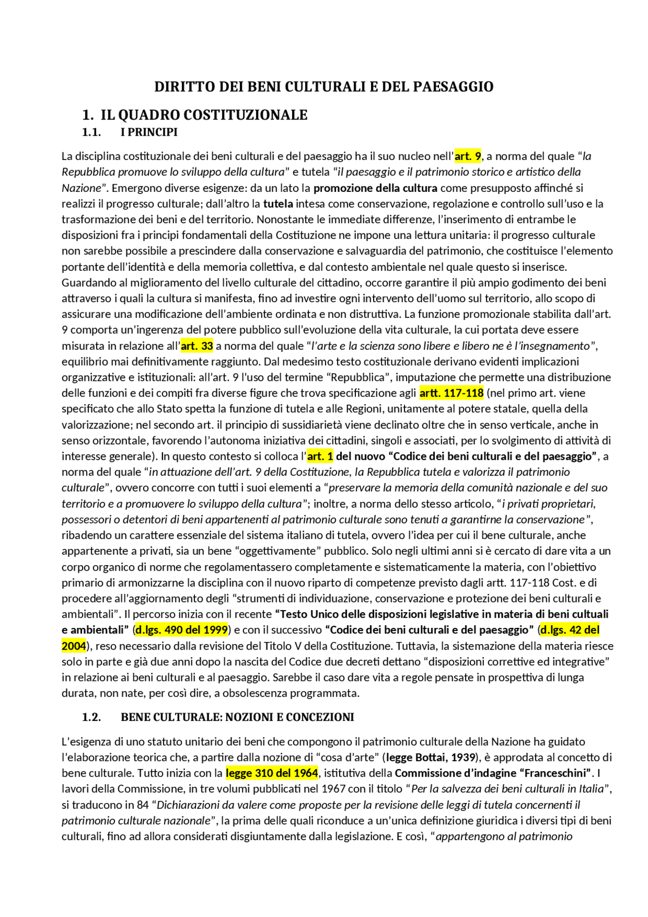 DIRITTO DEI BENI CULTURALI E DEL PAESAGGIO Docsity DIRITTO DEI BENI CULTURALI E DEL PAESAGGIO Docsity