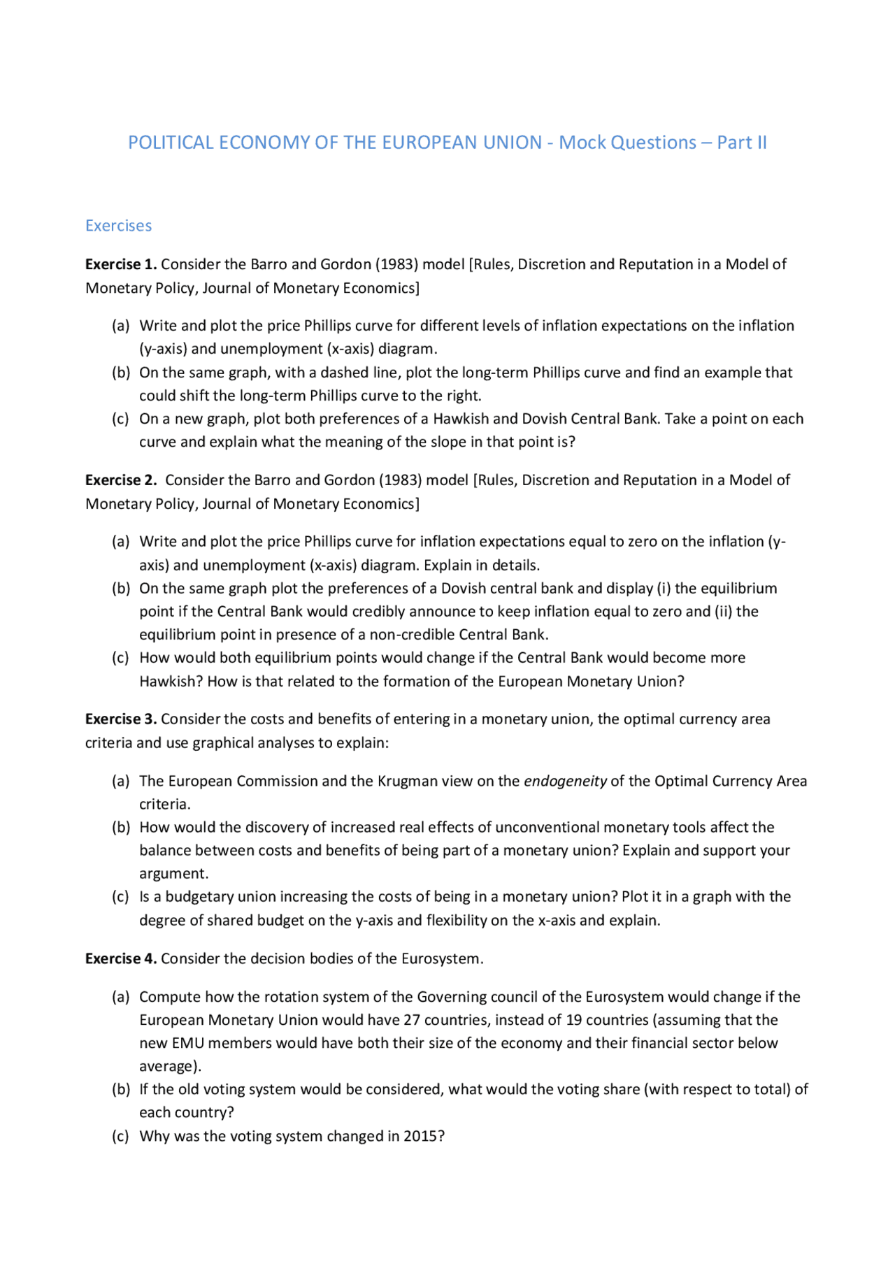 Simulazione d'esame di PEEU 2021 - Docsity