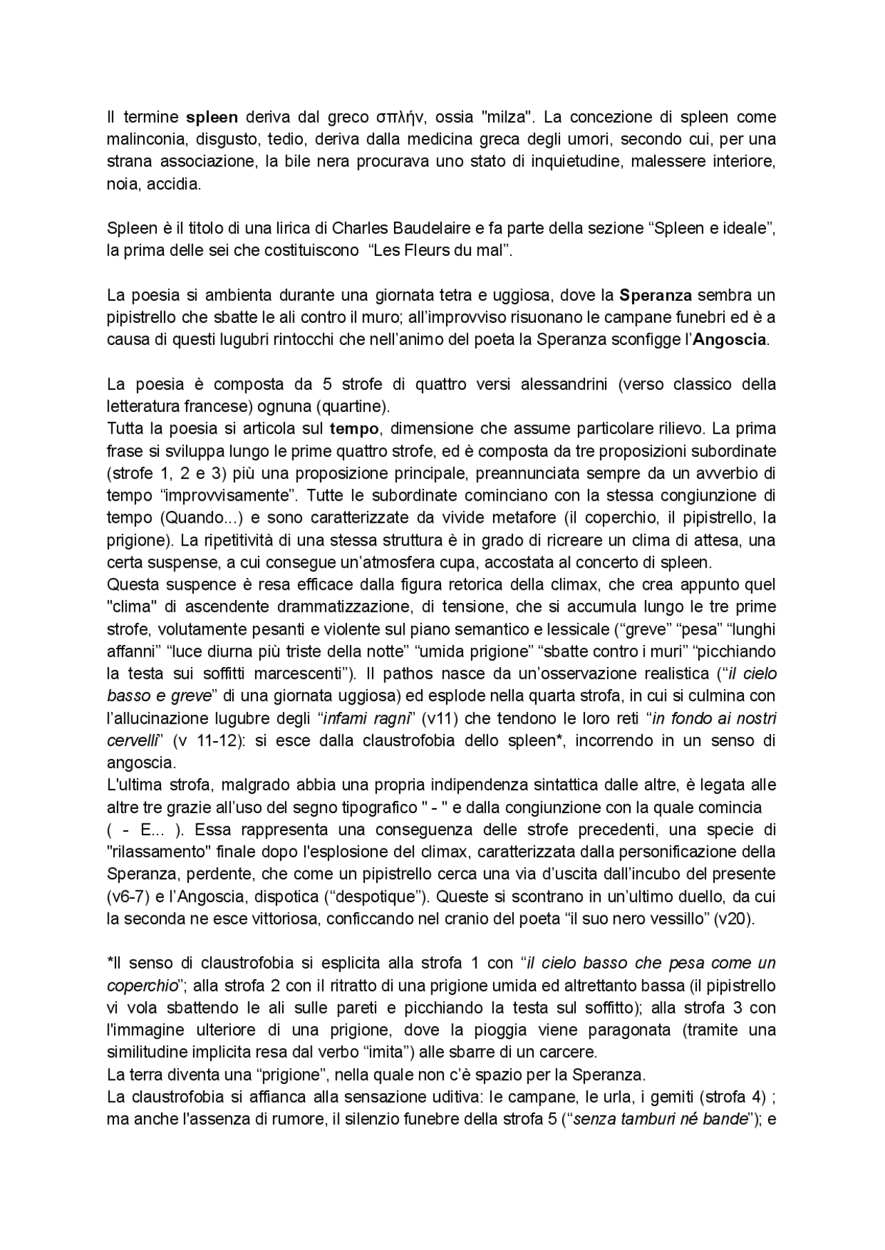 Analisi di "Spleen" Docsity