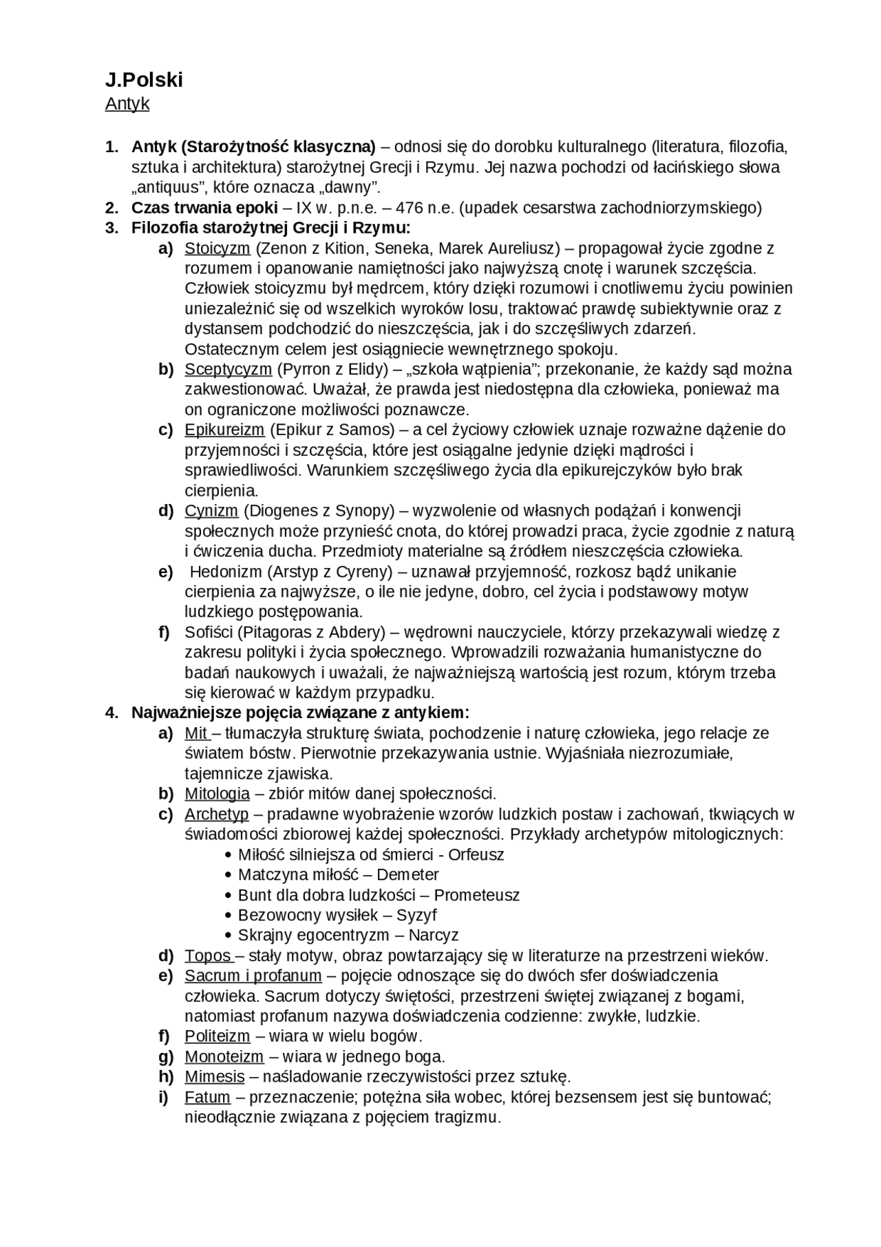Język Polski - Starożytność/Antyk | Egzamin maturalny Język polski