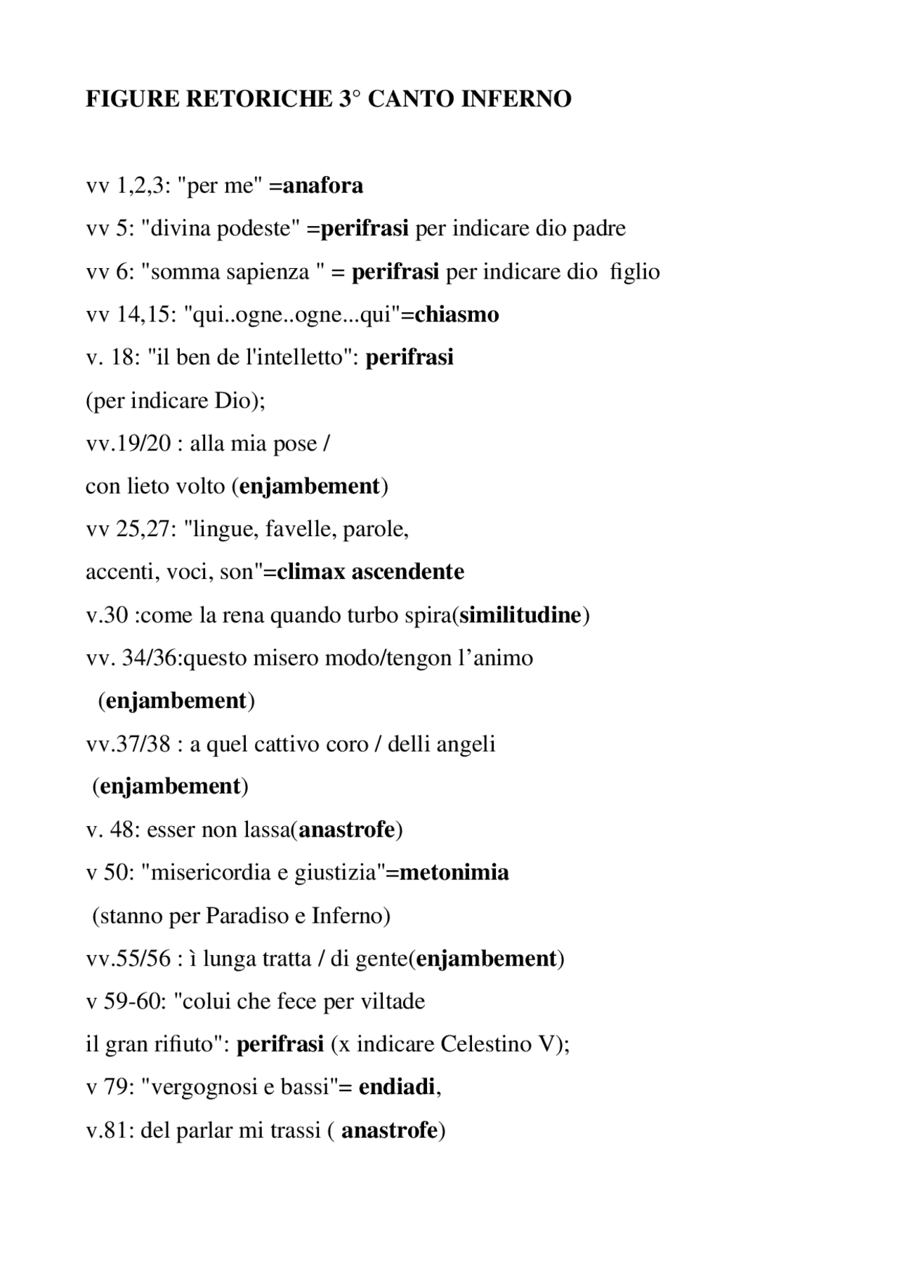 3° CANTO INFERNO FIG. RETORICHE DIVINA