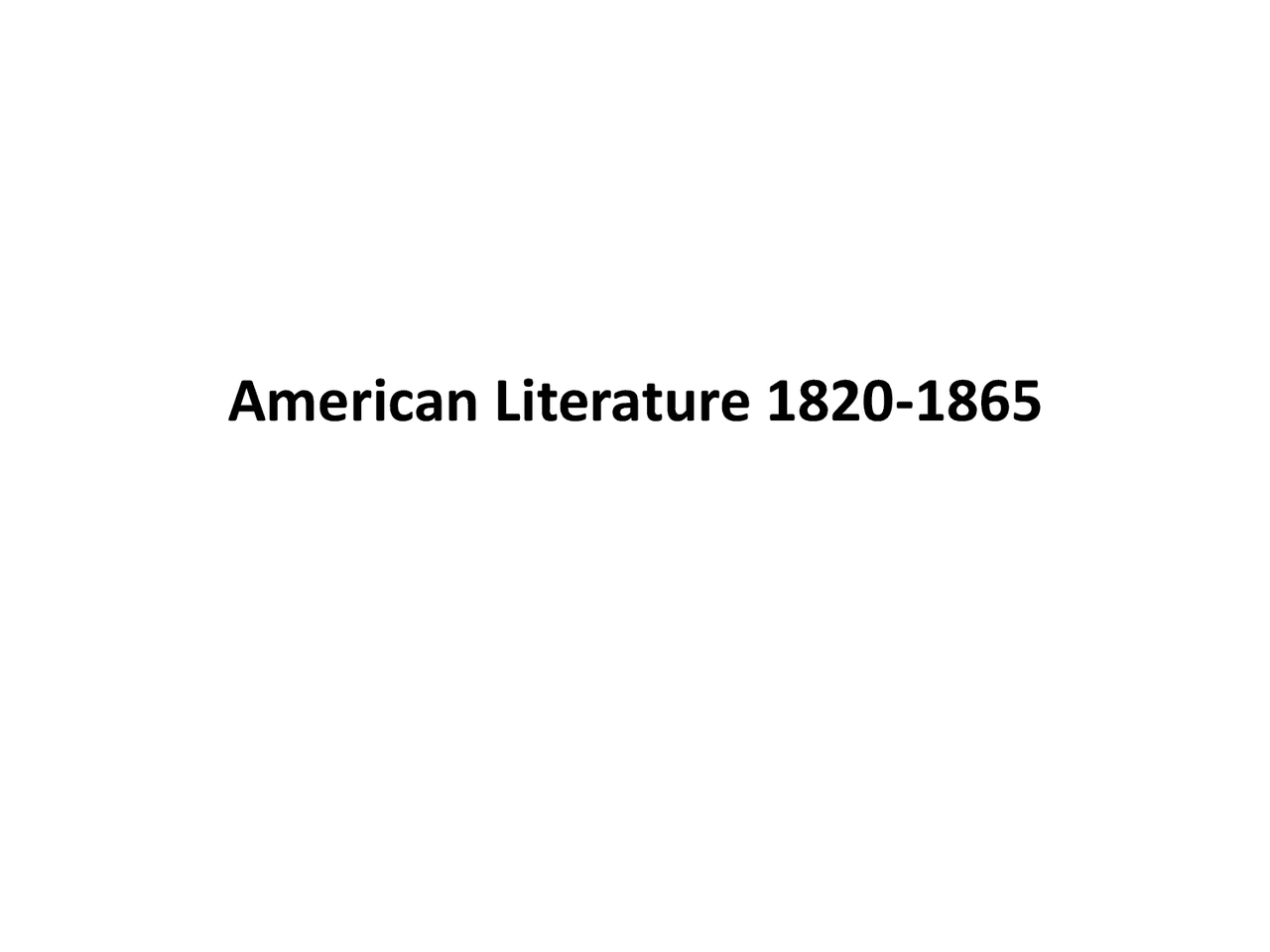 American Literature Intro 18201865 Docsity