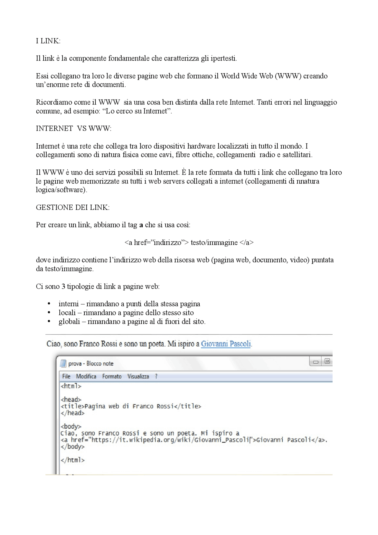 Parte 5 - Link in HTML - Docsity