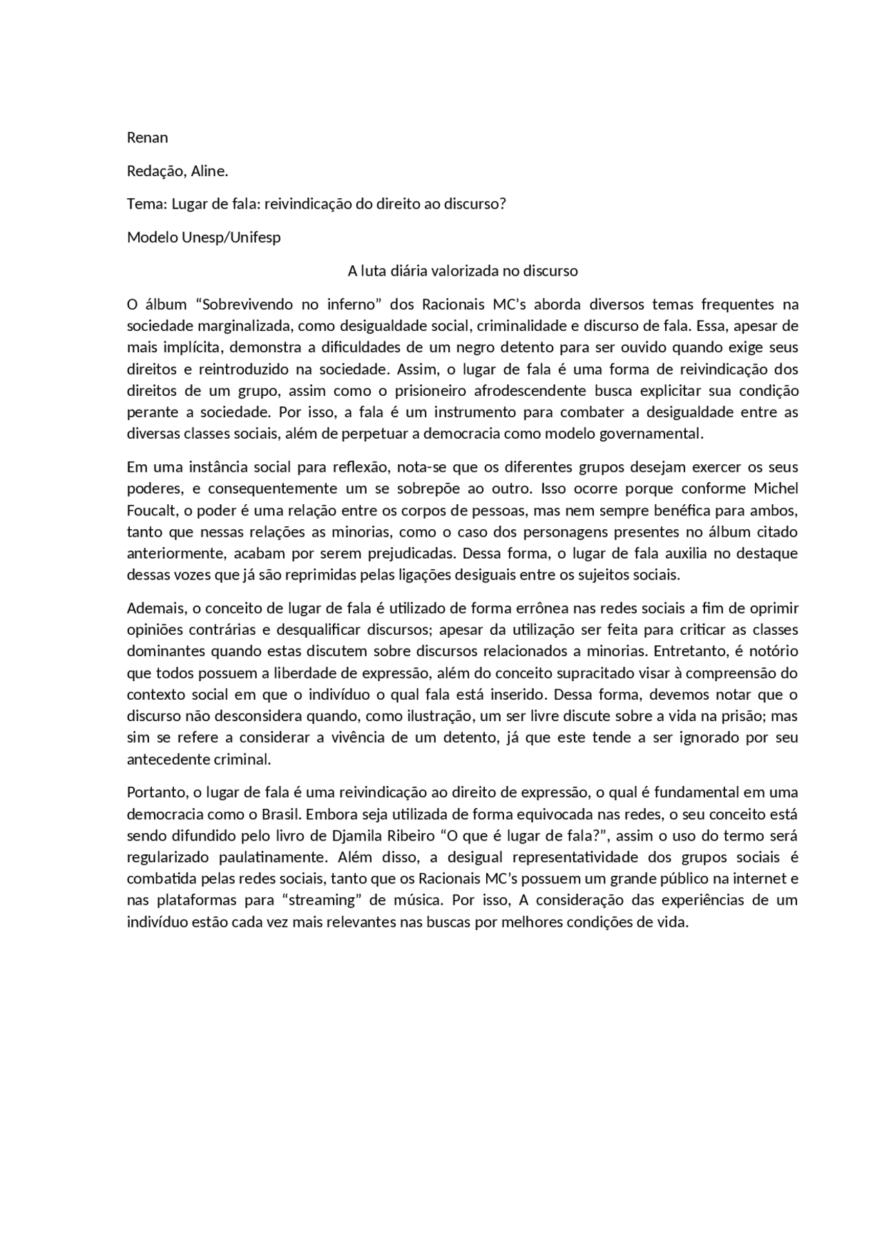 Modelo De Redação Unesp - RETOEDU