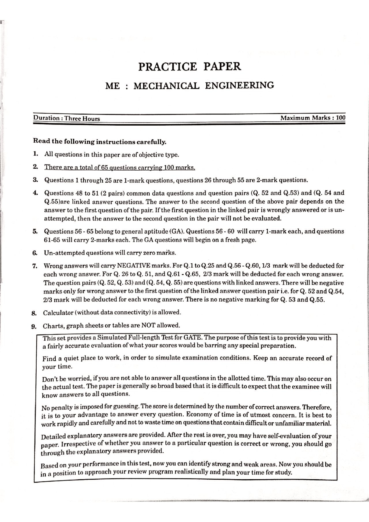GATE Practice Test Paper - Docsity