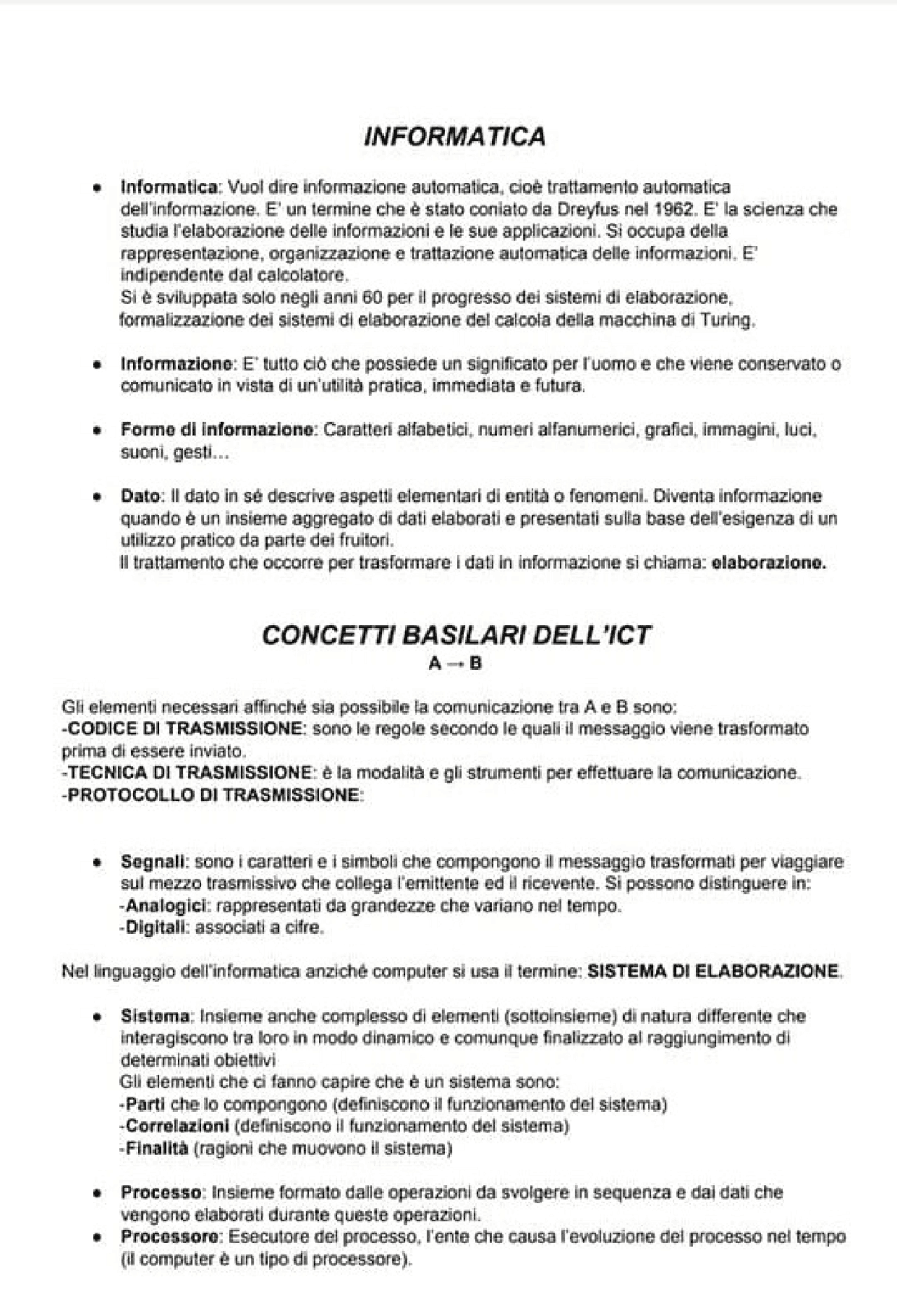 Riassunto informatica | Sintesi del corso di Elementi di Informatica ...