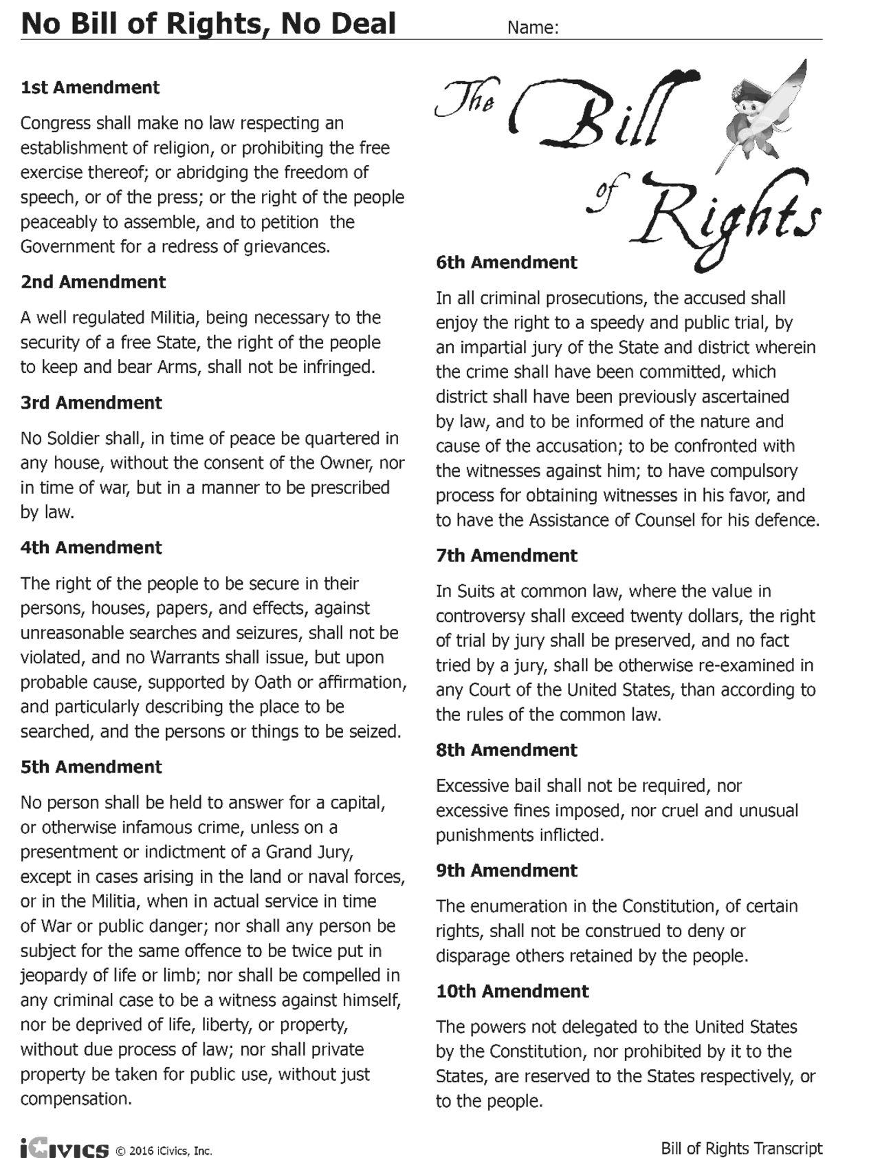 No bill of rights no deal - Docsity