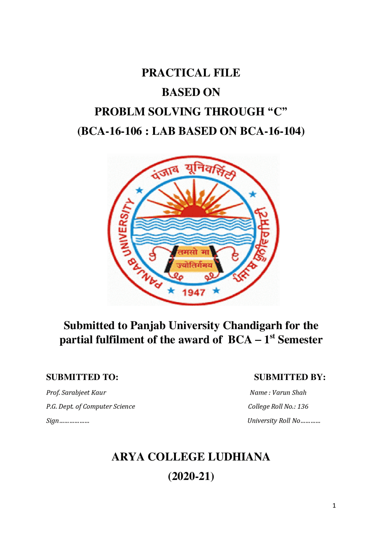 C Programming Practical File | Study Guides, Projects, Research C ...