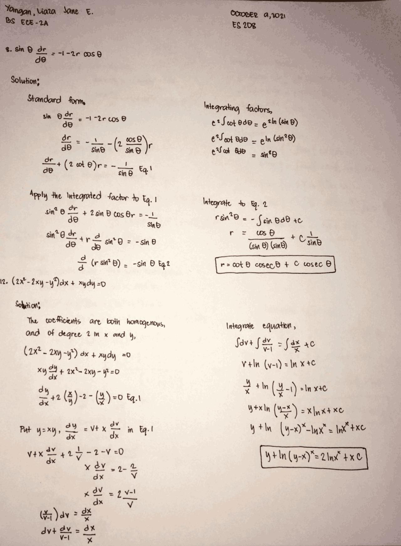 Practice problem of differential equation | Assignments Differential ...