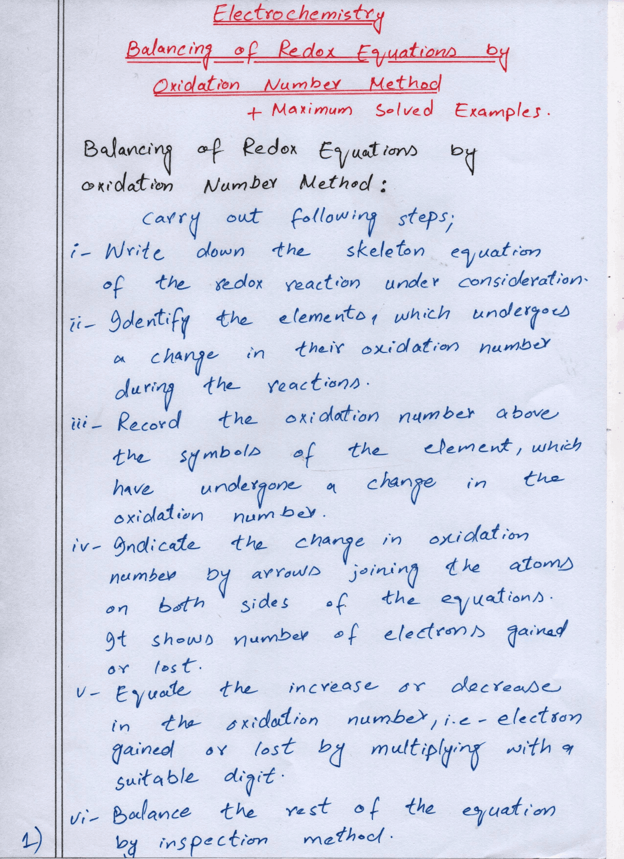 Balancing Using Oxidation Number Method Balancing of redox equation by oxidation number method - Docsity