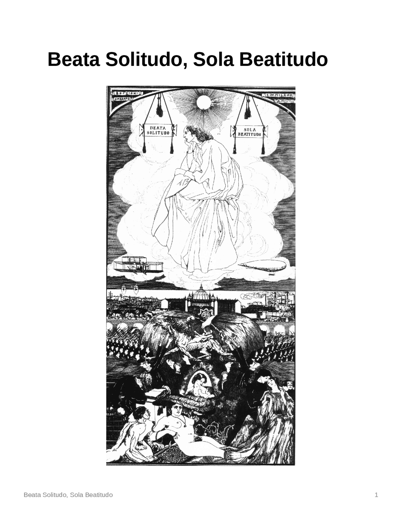 Beata Solitudo, Sola Beatitudo - Umberto Boccioni - Docsity
