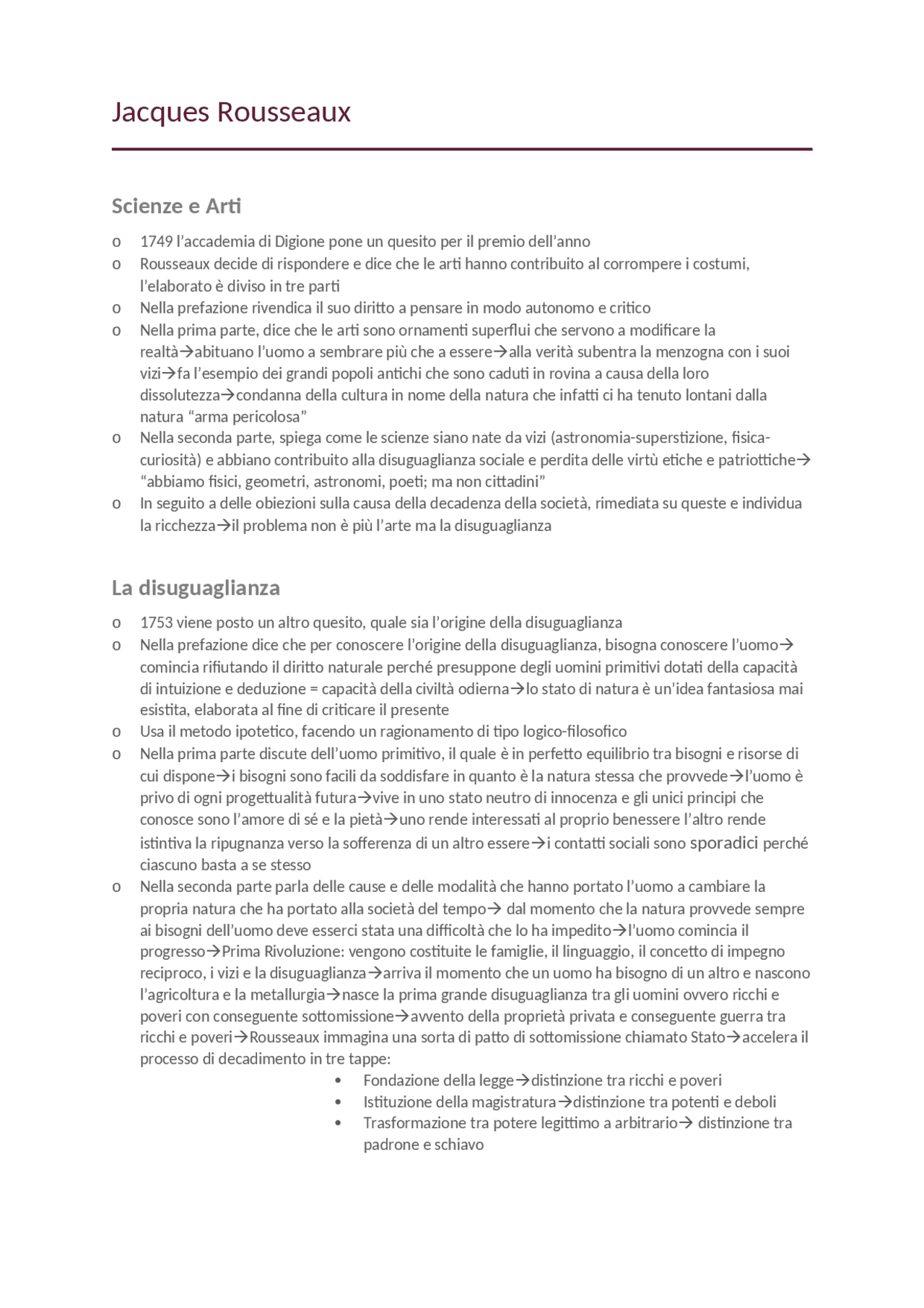 Jacques Rousseaux Riassunto | Schemi e mappe concettuali di Filosofia ...