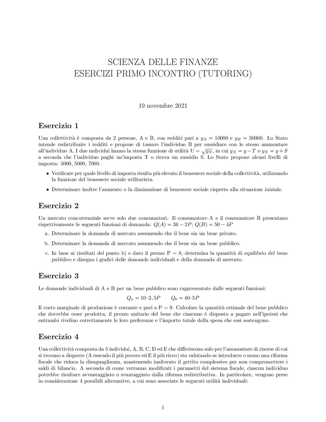 Esercizi di finanza aziendale - Docsity