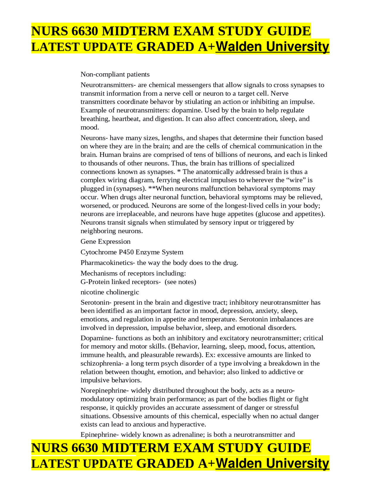 NURS 6630 MIDTERM EXAM STUDY GUIDE LATEST UPDATE GRADED A+Walden ...