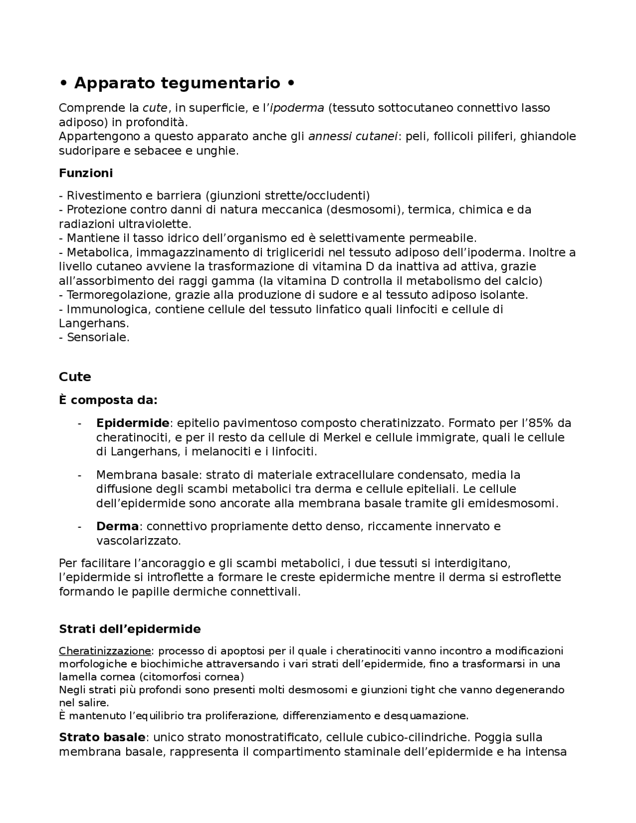 Apparato tegumentario Docsity