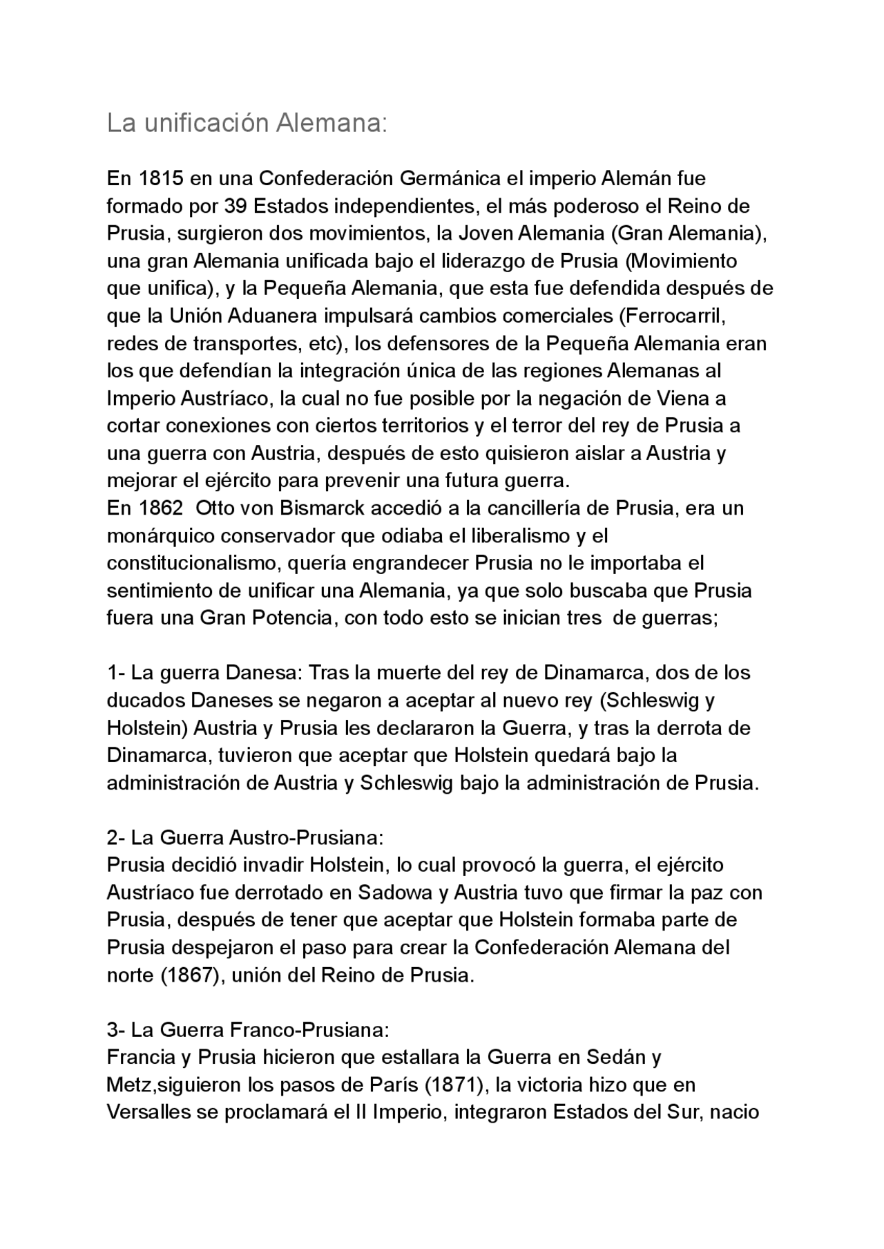 La unificación Alemana y la IIl República Francesa Resúmenes de