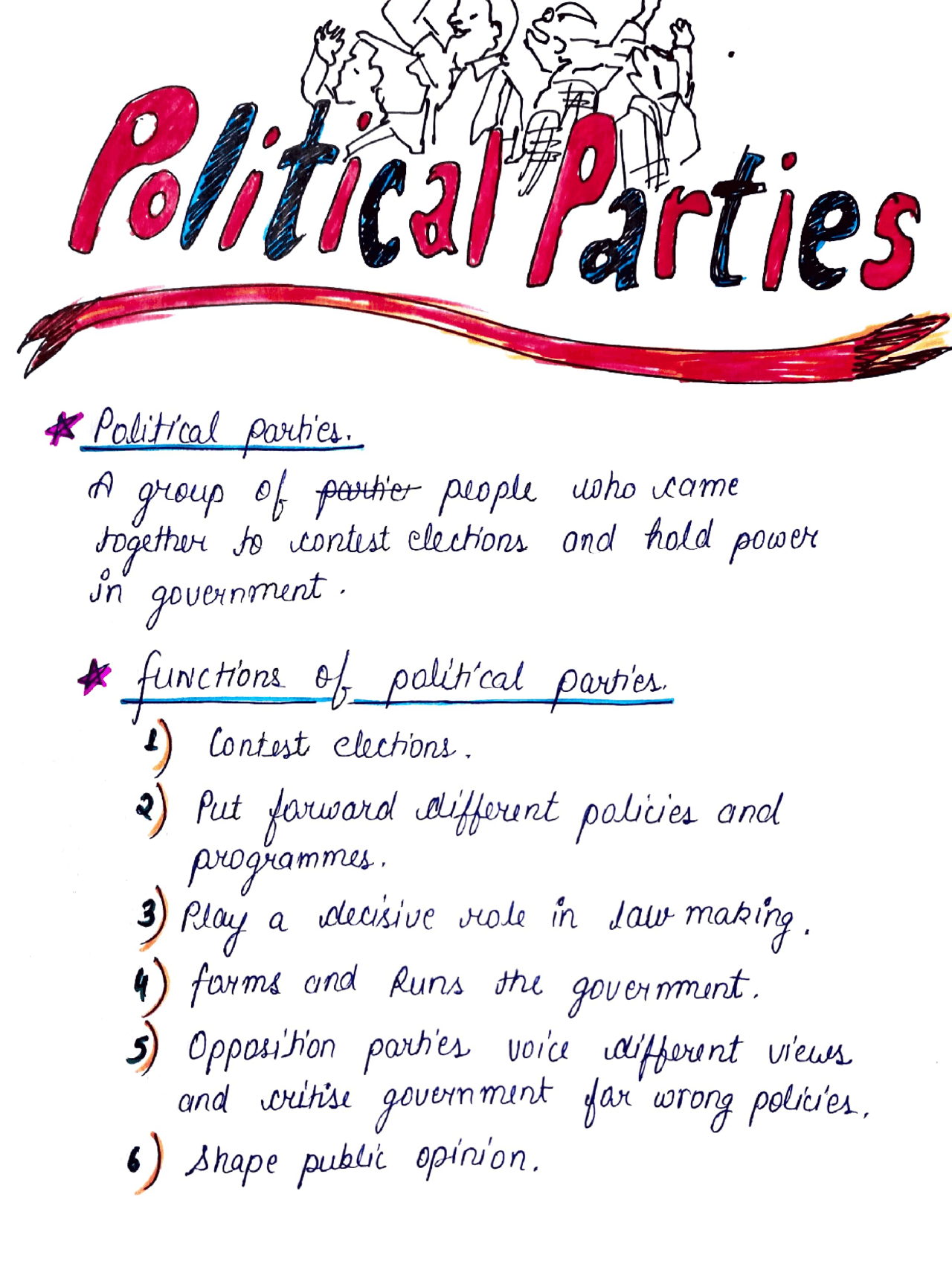Political Science - Political Parties Complete Handwritten Notes - Docsity