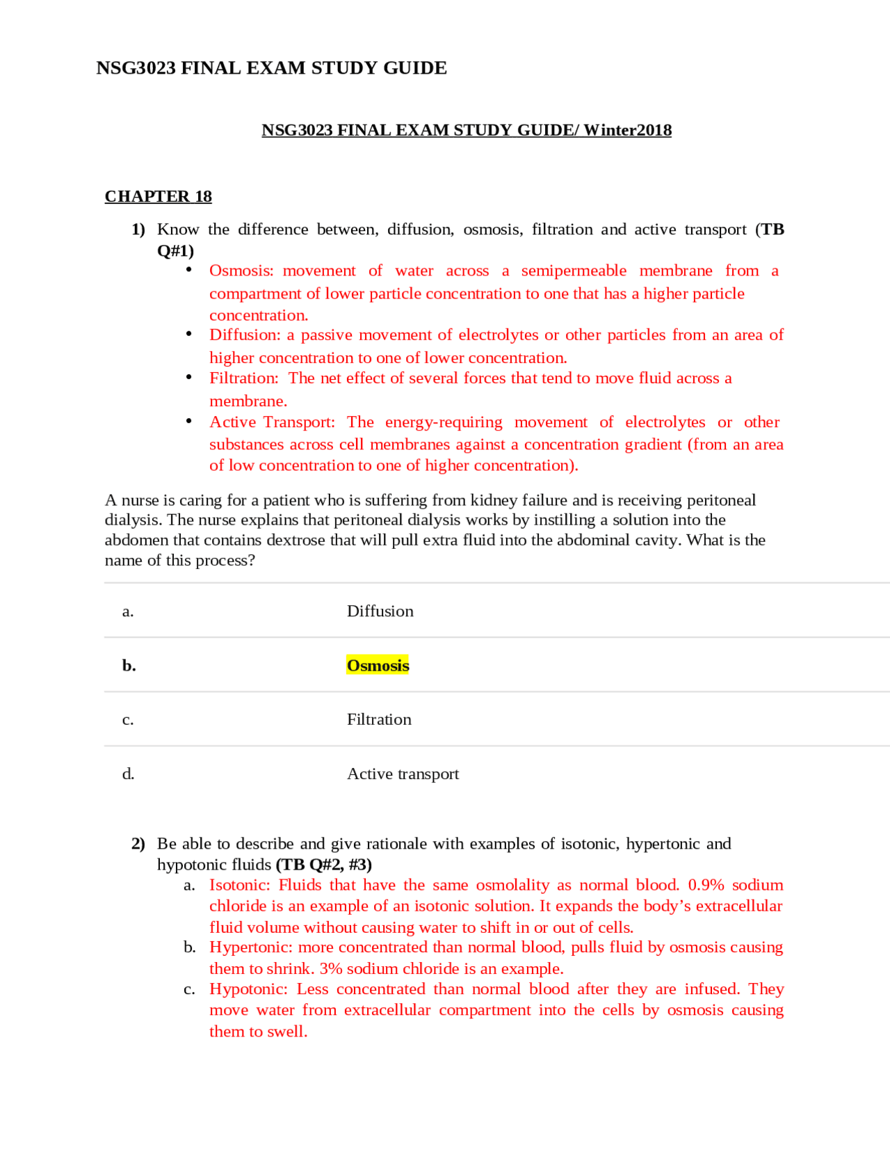 NSG3023 FINAL EXAM STUDY GUIDE LATEST - Docsity
