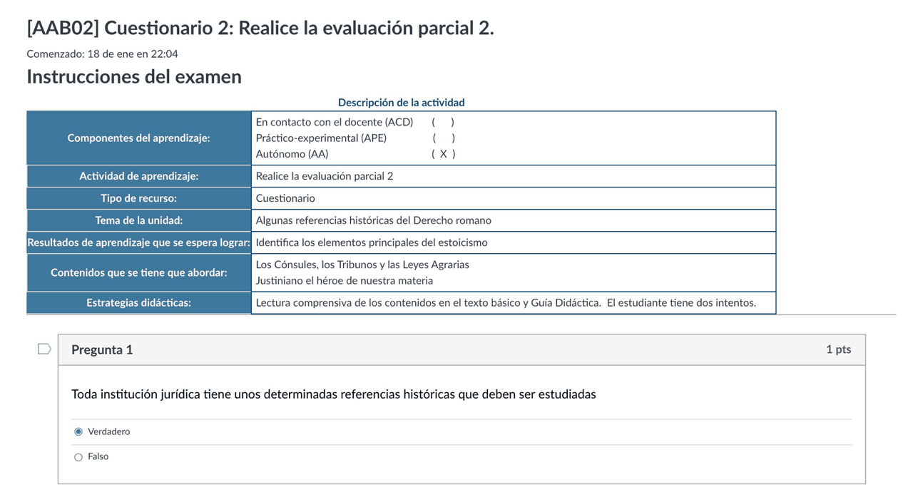 [AAB02] Cuestionario 2: Realice la evaluación parcial 2. | Exámenes de
