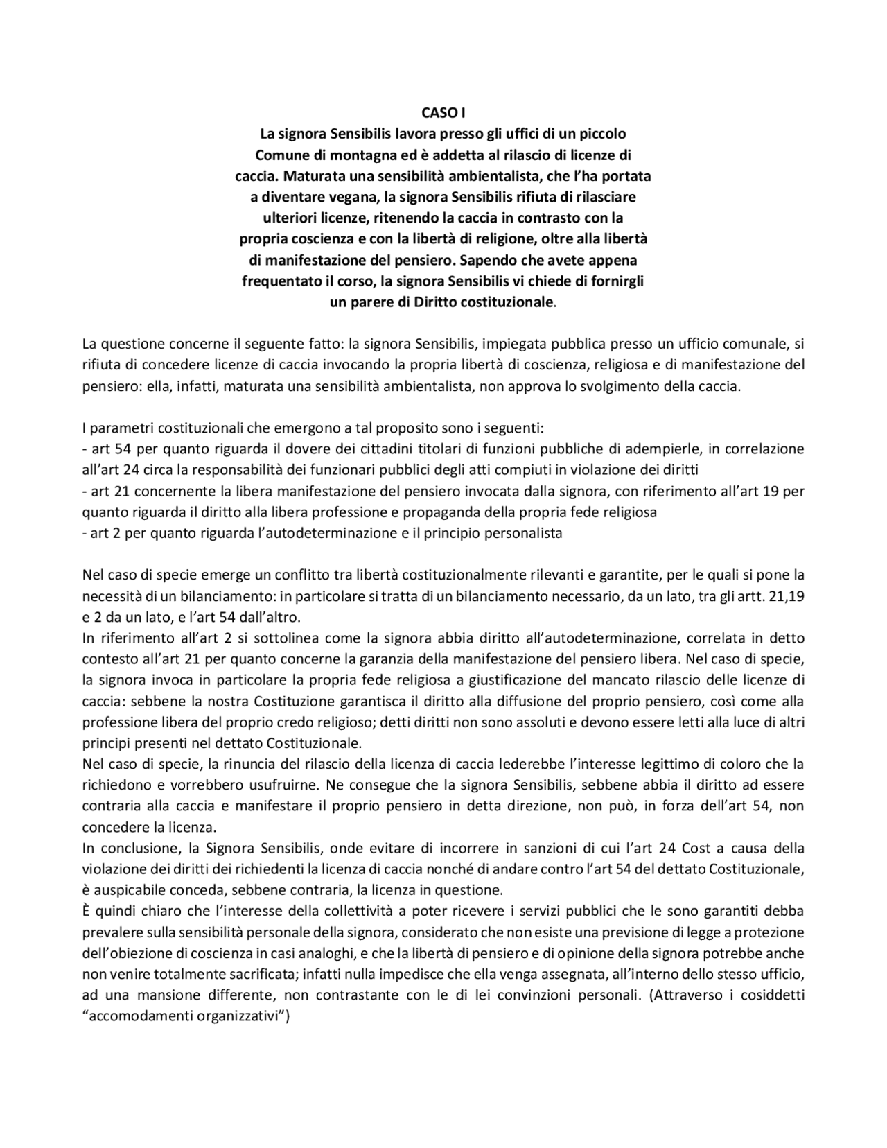 Esempi di casi pratici da risolvere Docsity
