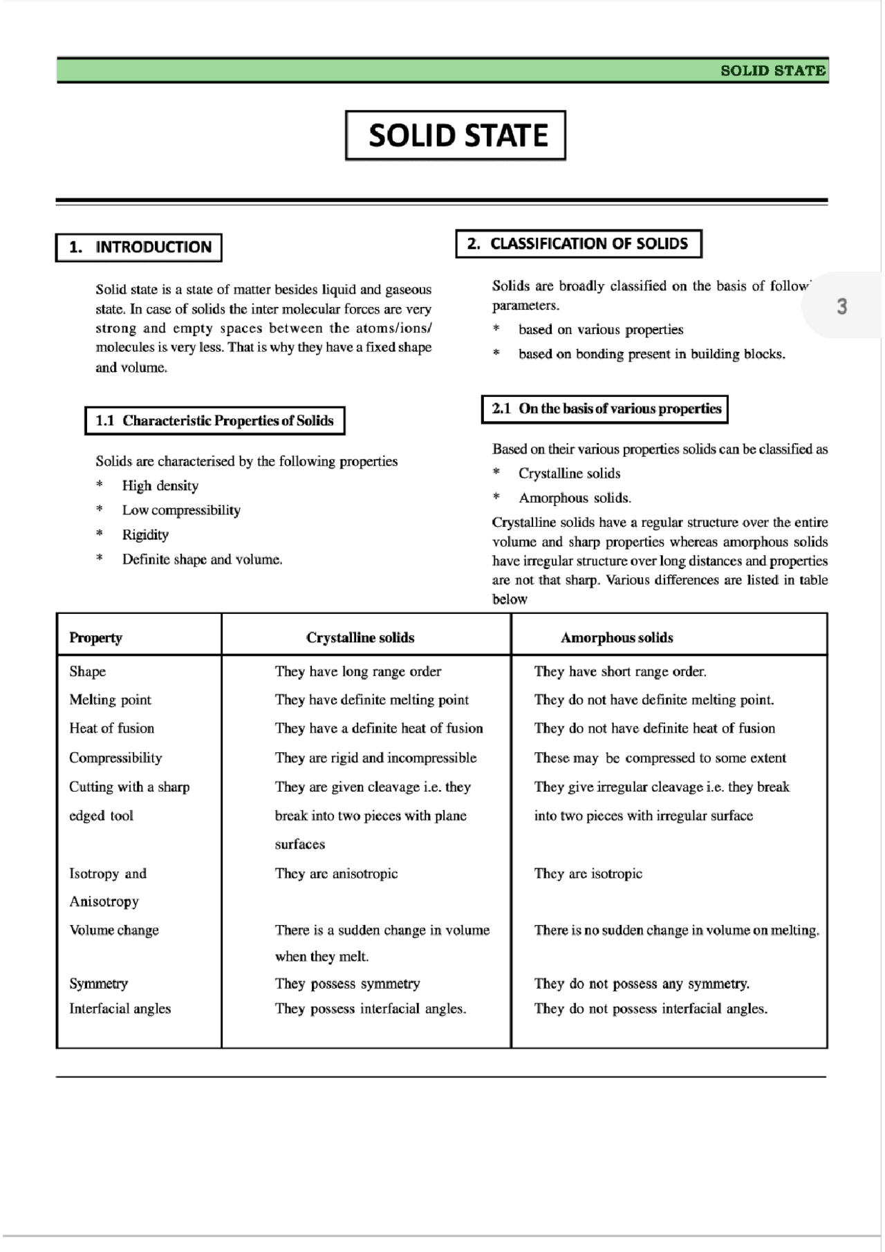 Class 12 chemistry notes chapter 1 the solid state - Docsity