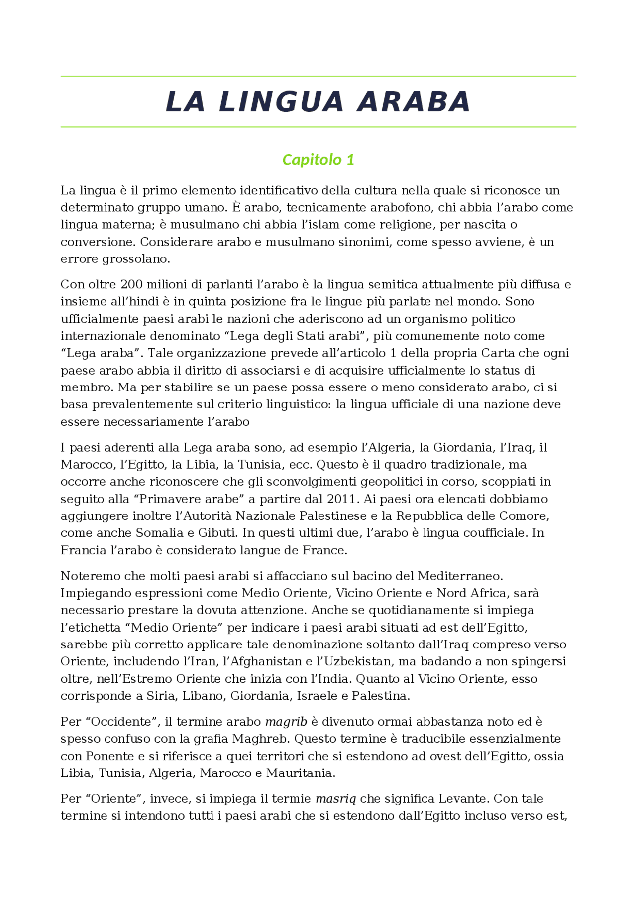 La Lingua Araba nuova edizione Docsity