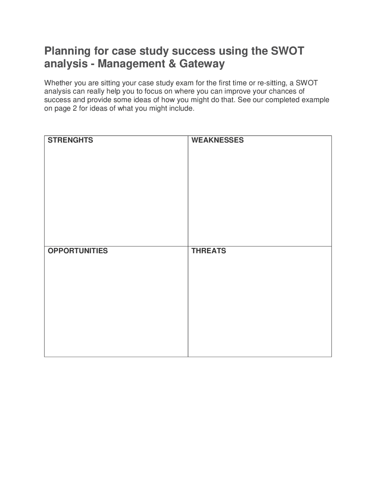 SWOT analysis case study - Docsity