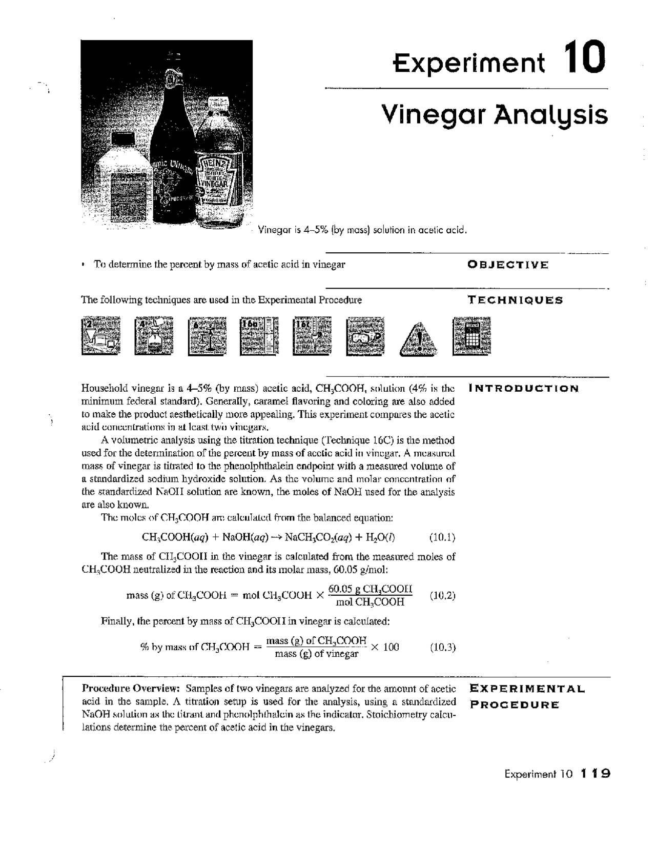Vinegar analysis report Lab Reports Chemistry Docsity