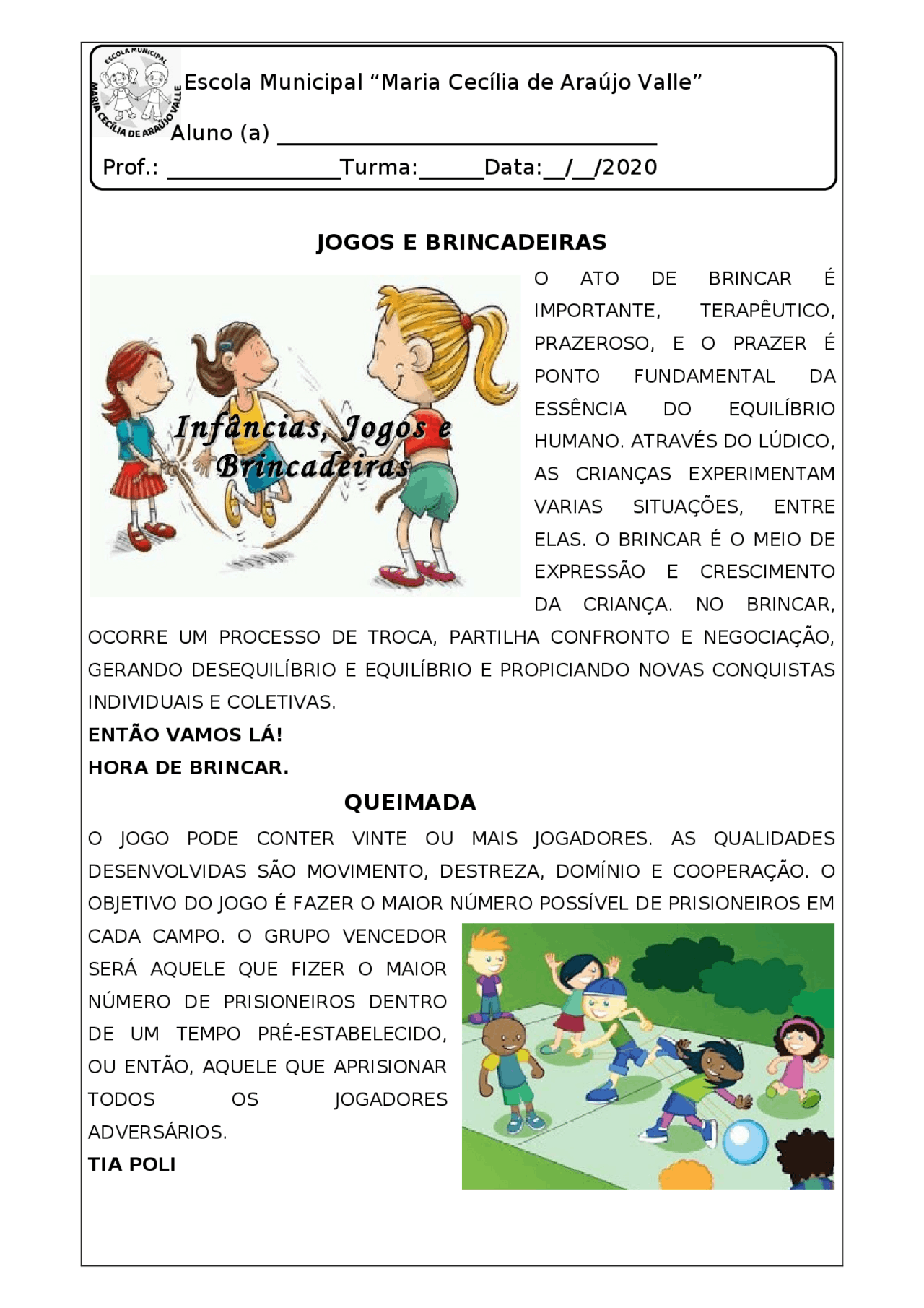 JOGOS E BRINCADEIRAS | Exercícios Português (Gramática - Literatura ...