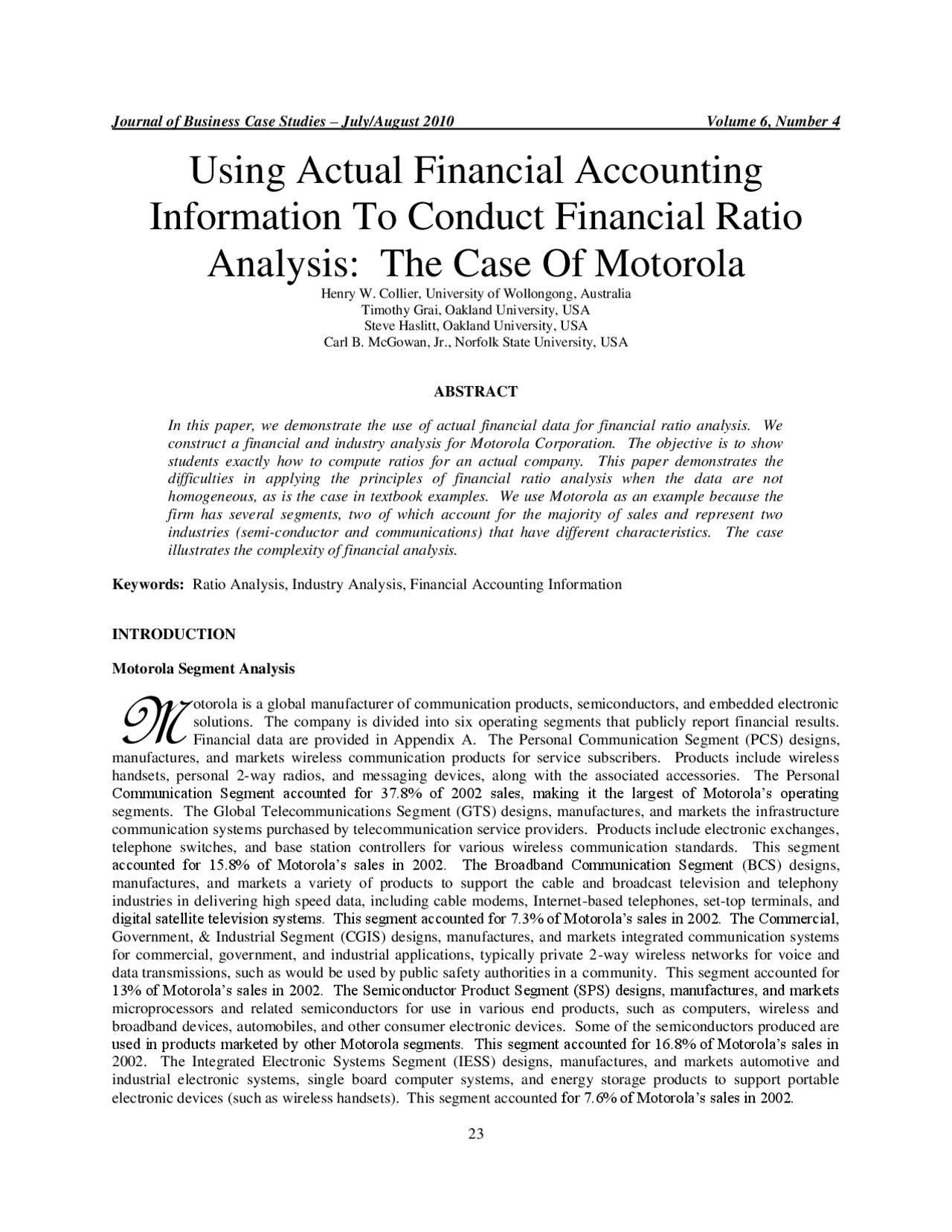Financial analysis case study example Study Guides, Projects