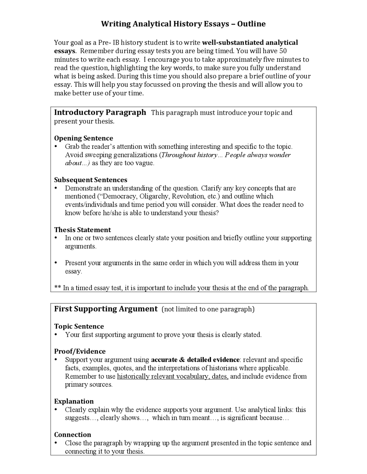 Historical analysis essay outline - Docsity
